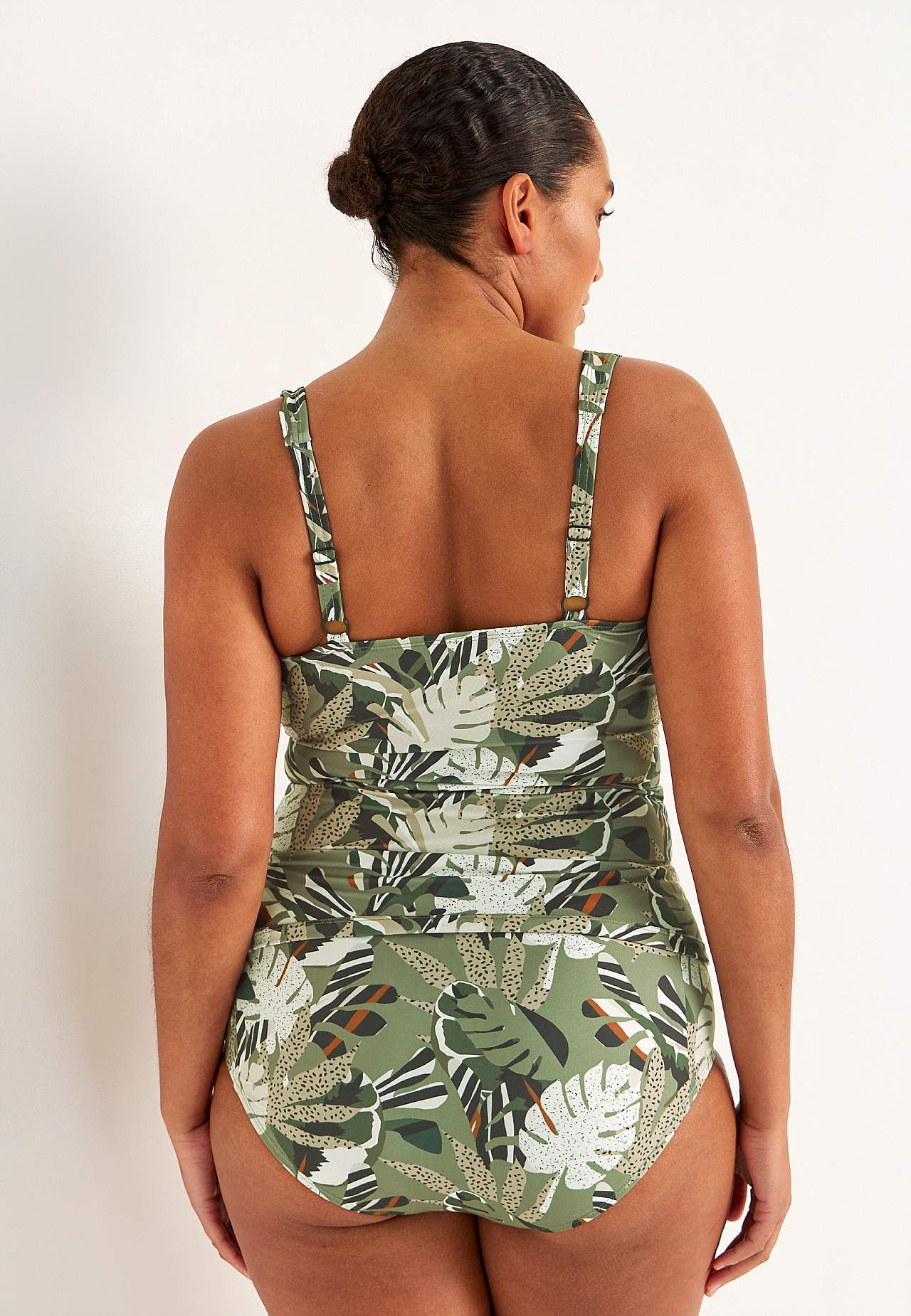Patroonvormig tankini hemdje met shaping effect