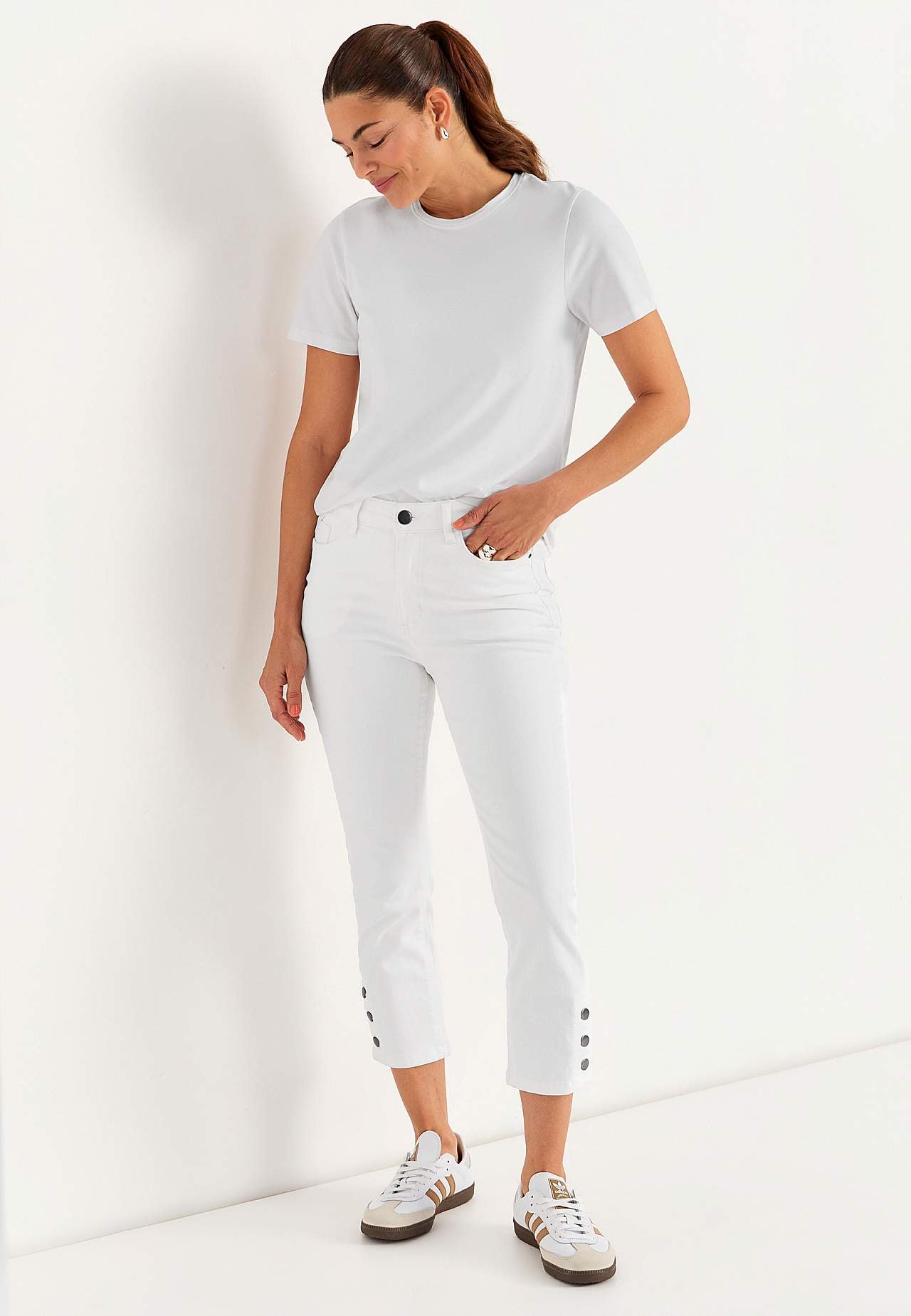 Cropped jeans met vijf zakken ontwerp