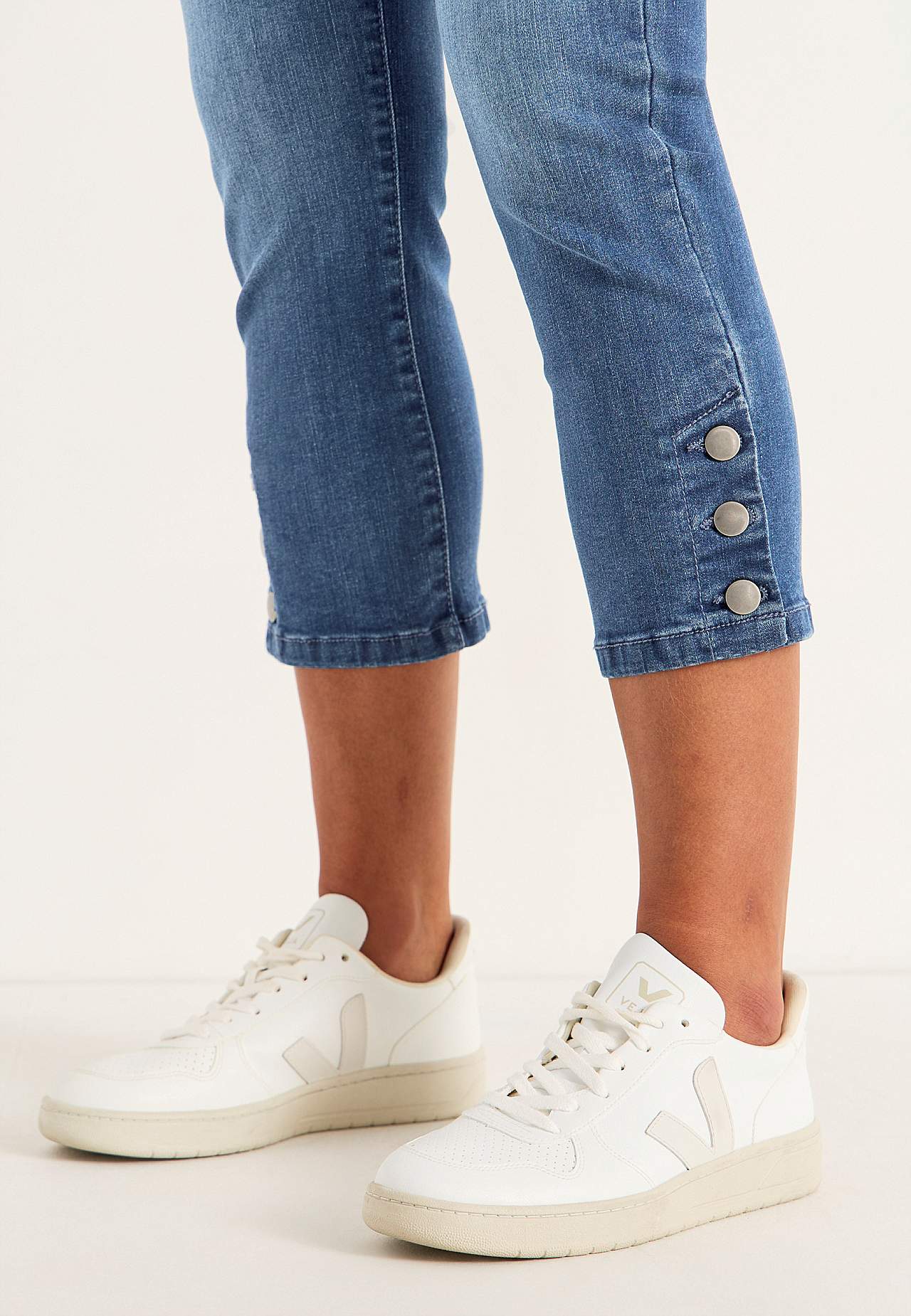 Cropped jeans met vijf zakken ontwerp