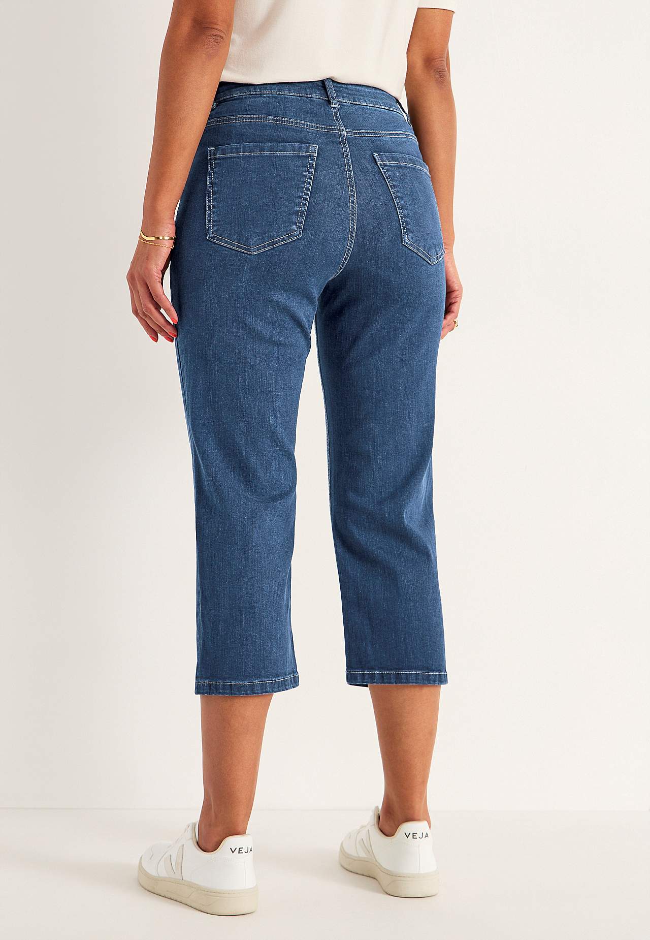 Cropped jeans met knoopsluiting