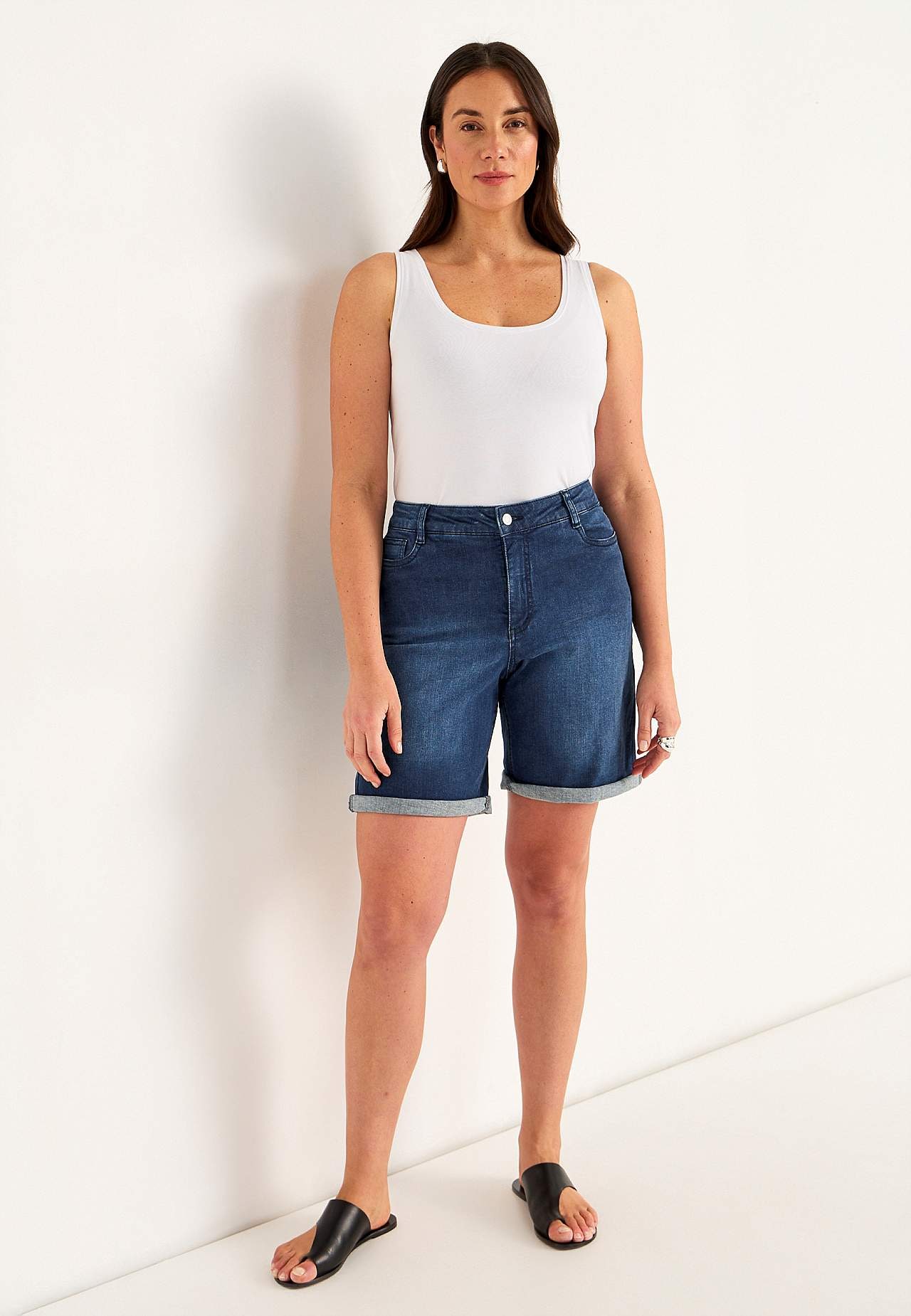 Jeansshort met comfortabelle rek