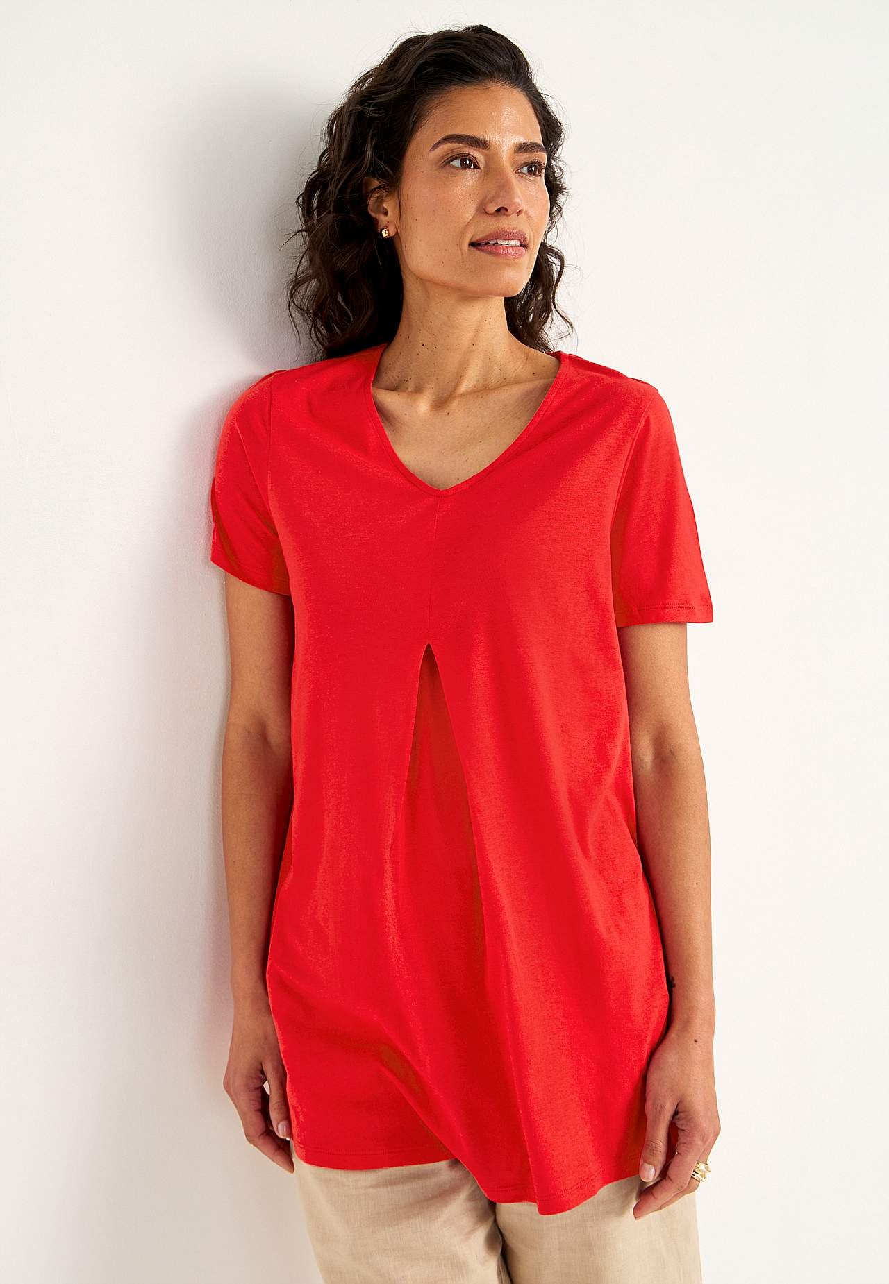 Jersey tuniek met flaterende plooi