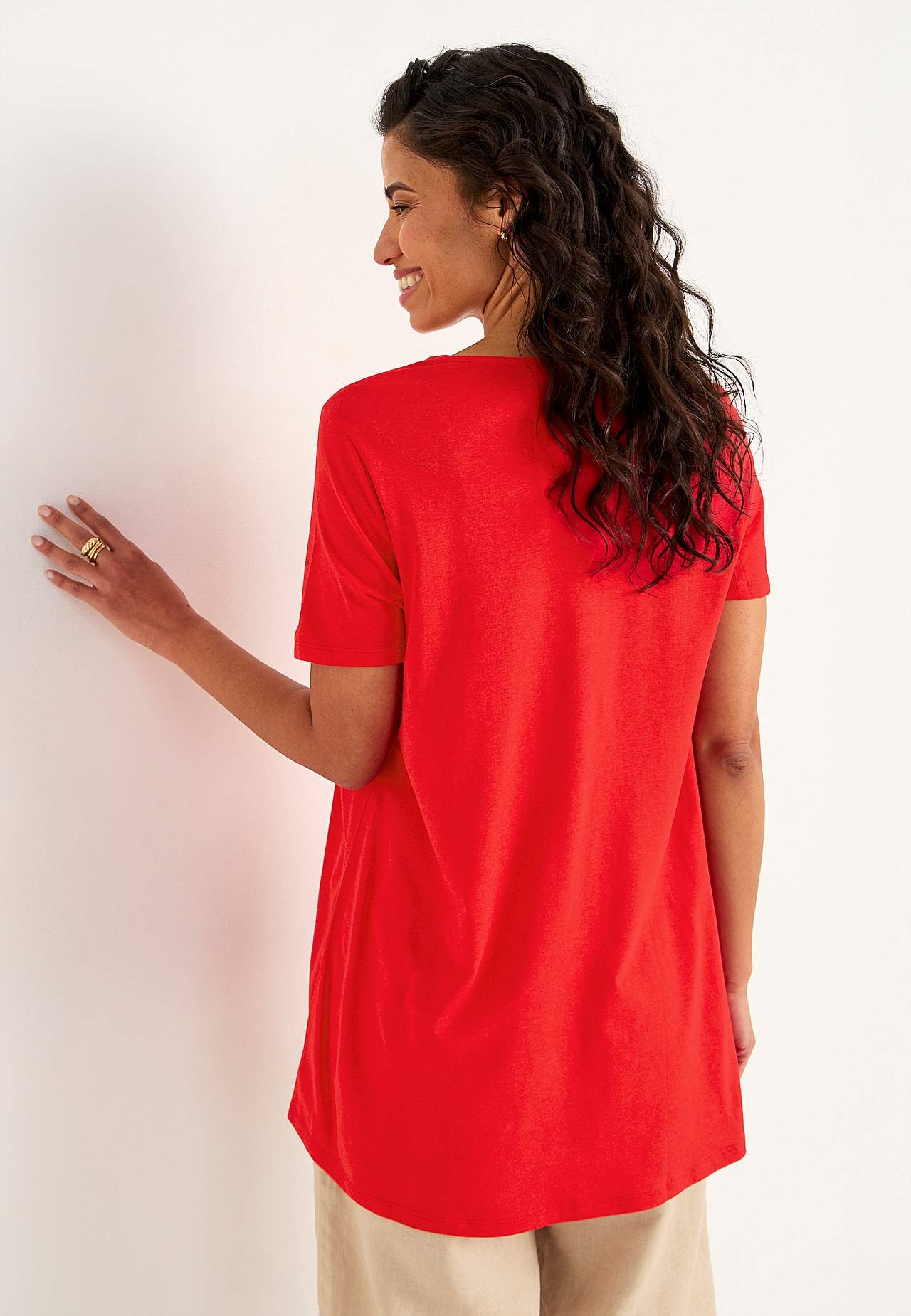 Jersey tuniek met flaterende plooi