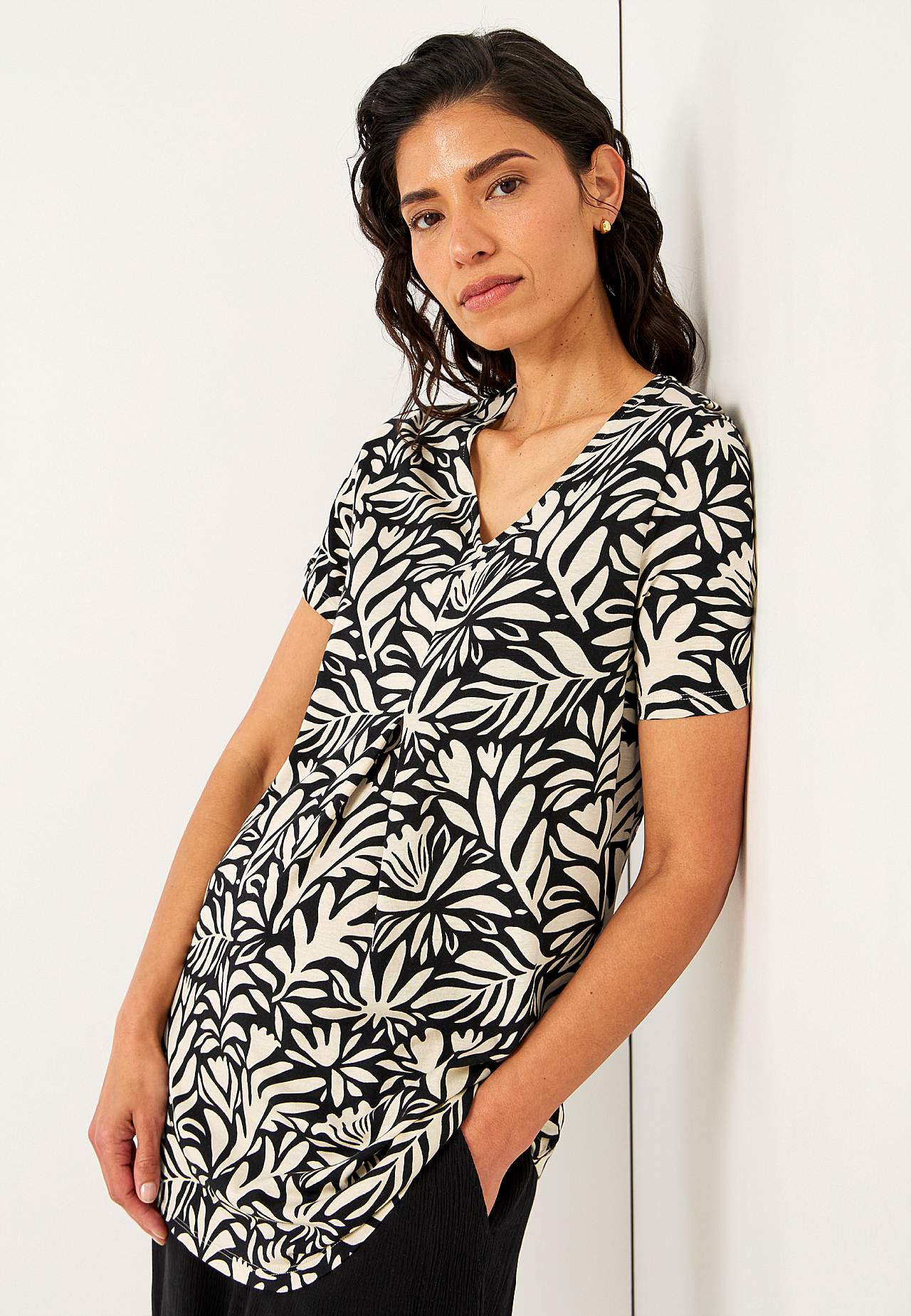 Jersey tuniek met flaterende plooi