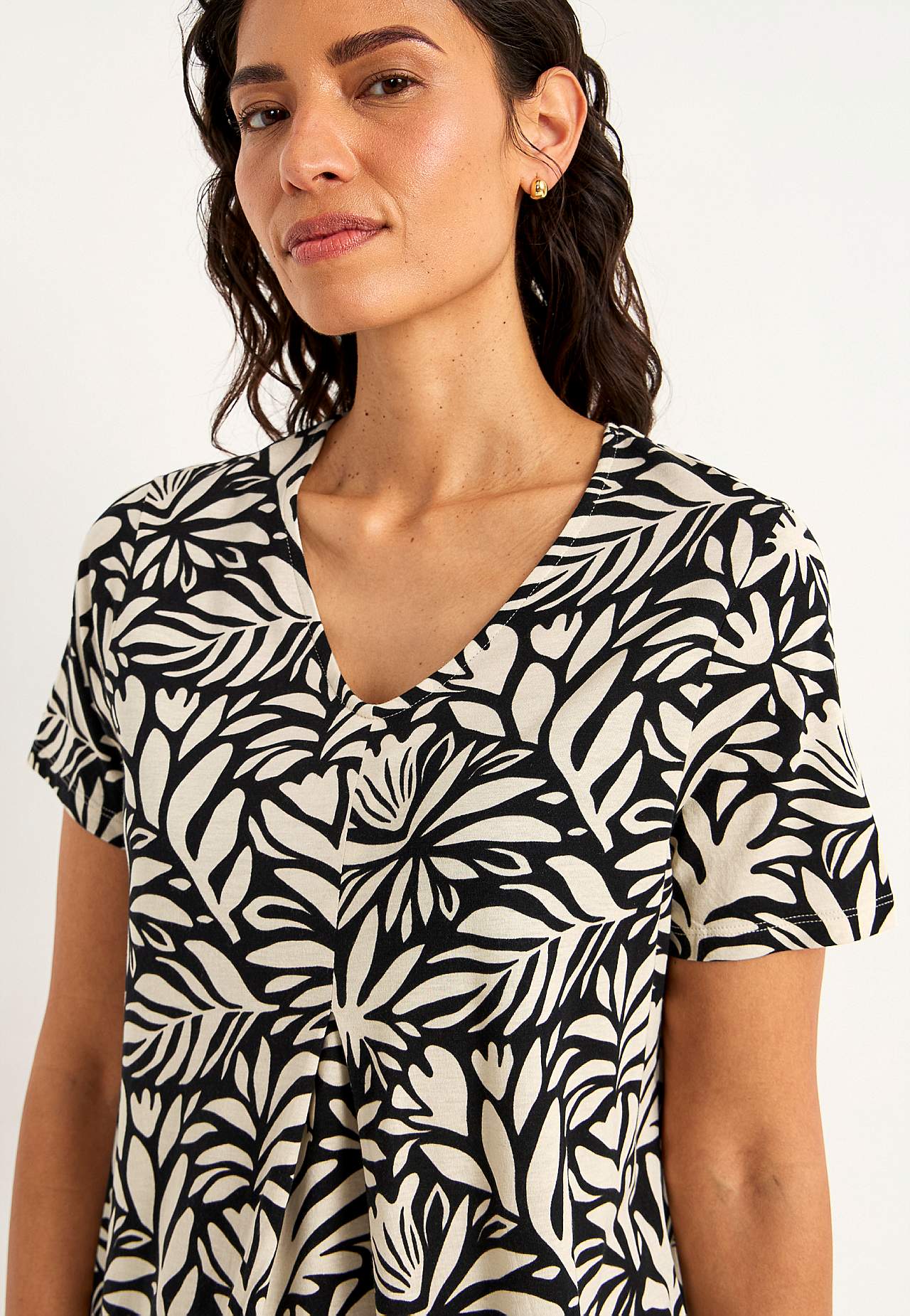 Jersey tuniek met flaterende plooi