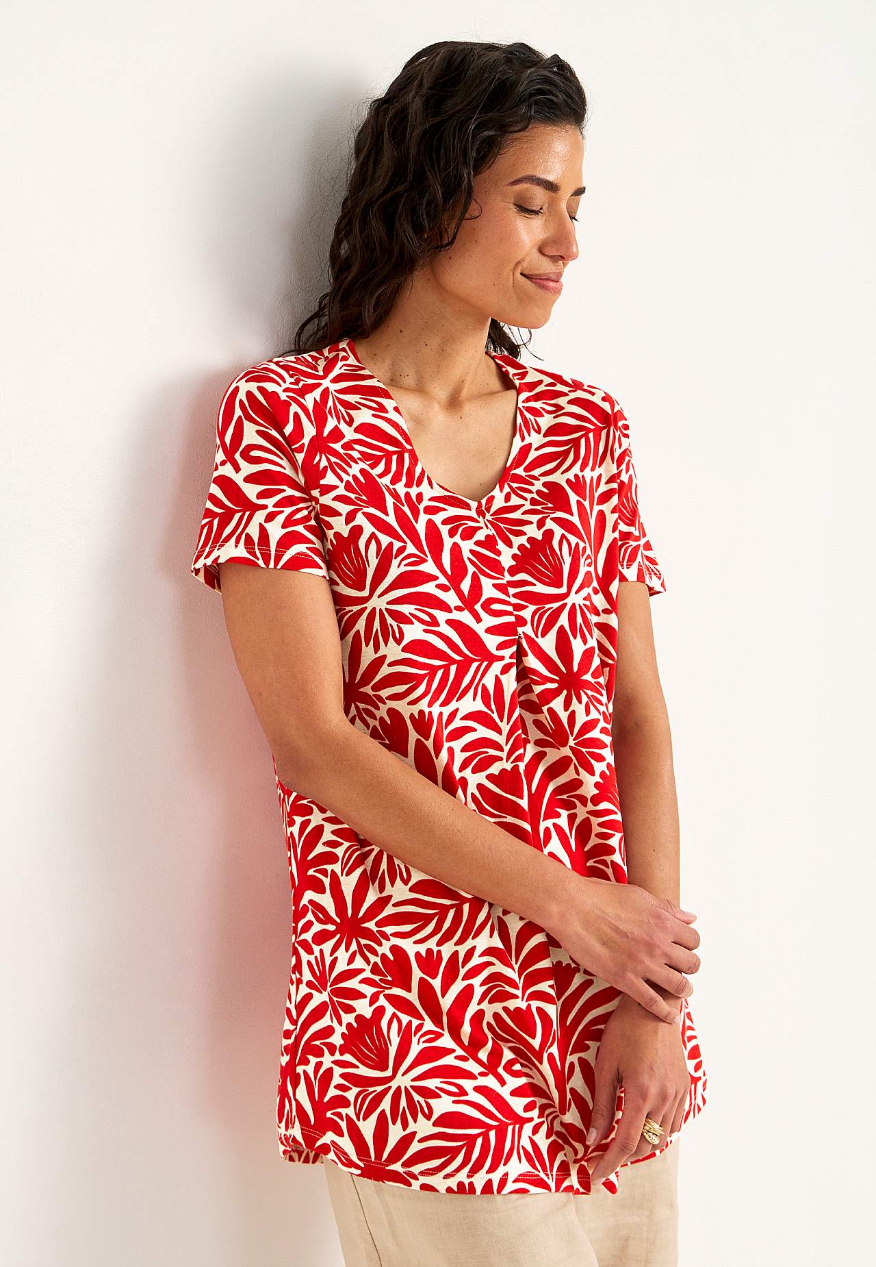 Jersey tuniek met flaterende plooi