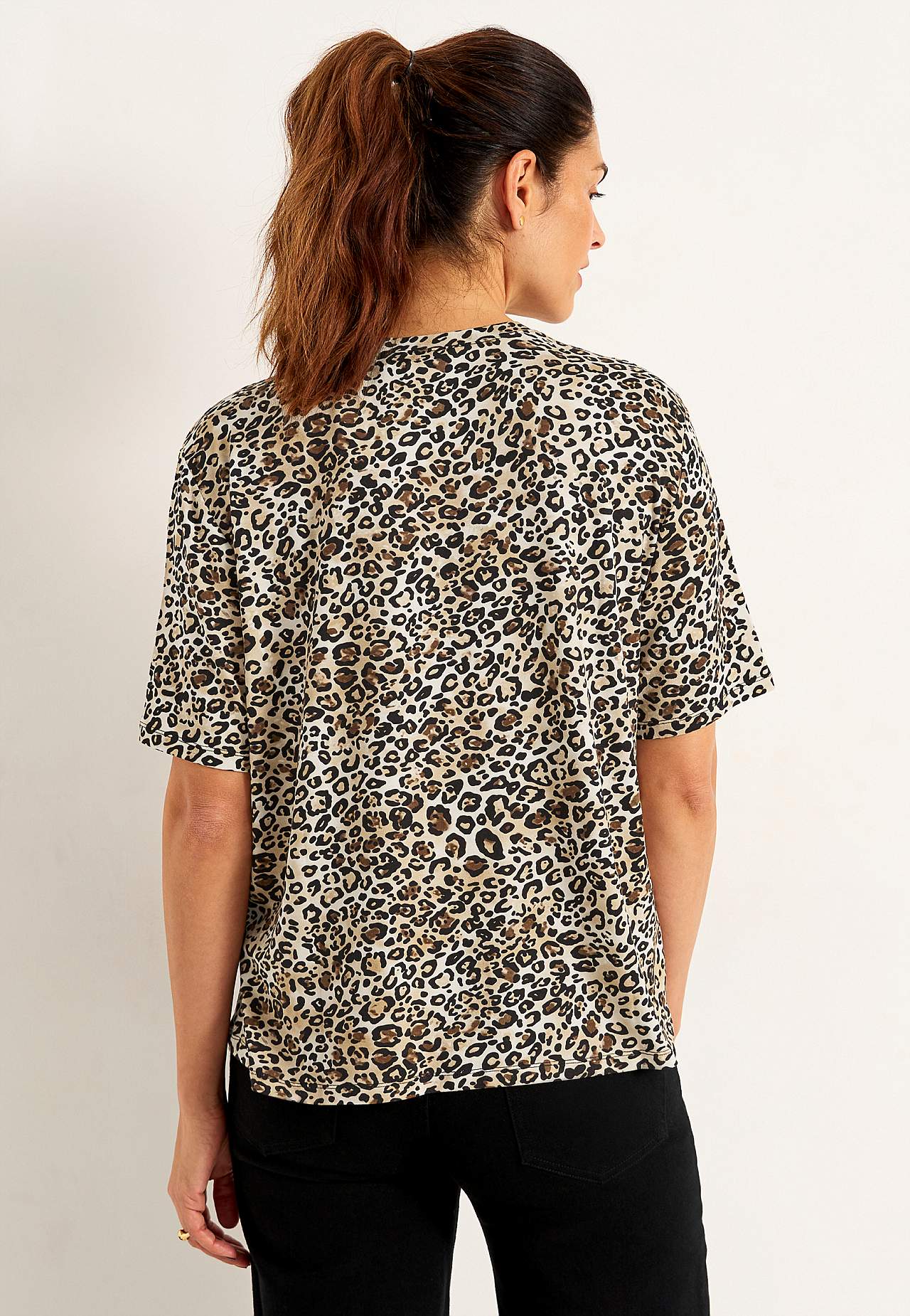 Luipaardkleurig jersey-topje