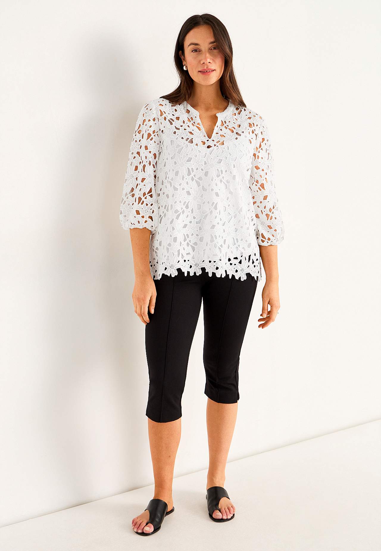 Kanten blouse met een bloemenpatroon
