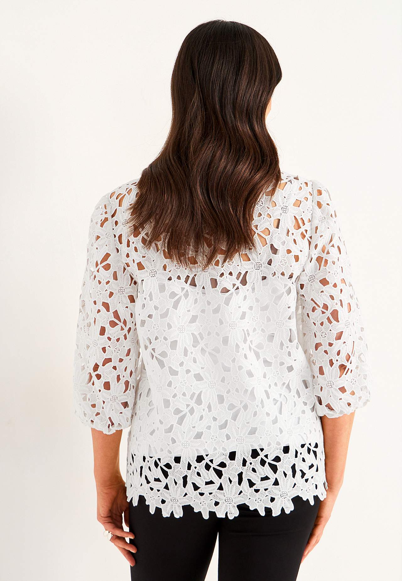 Kanten blouse met een bloemenpatroon