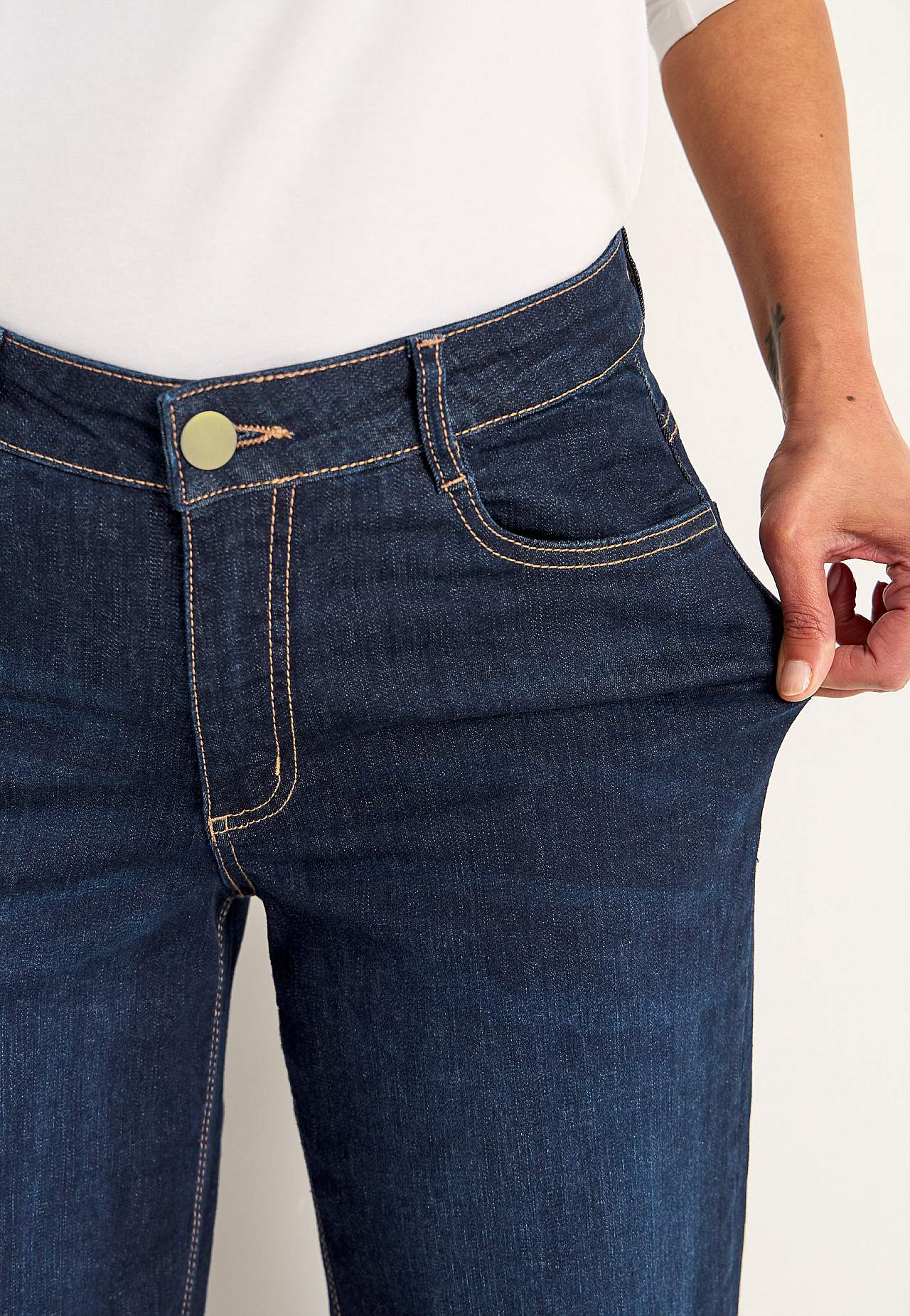 Wijde en lange spijkerbroek met hoog taille Renata