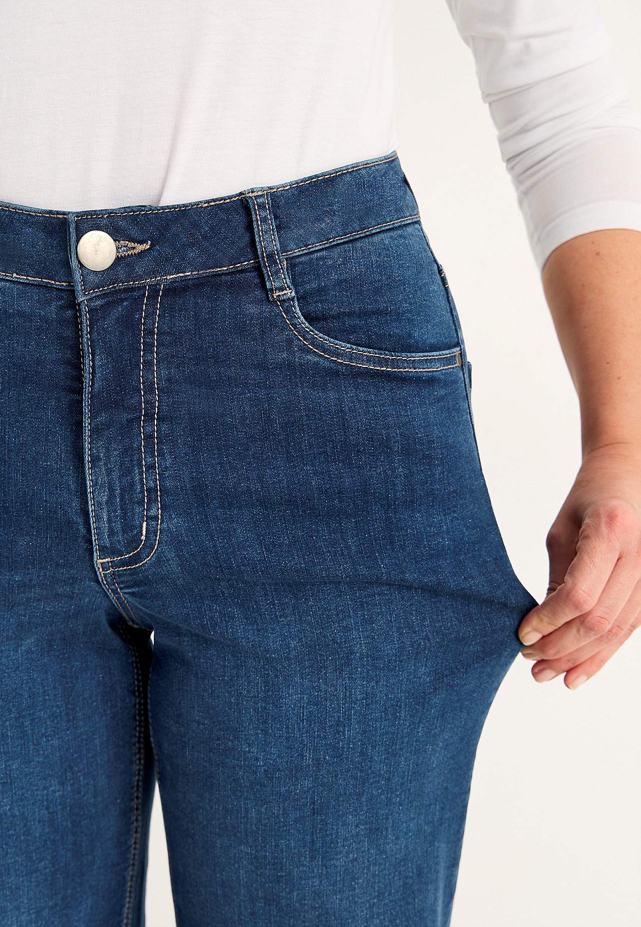 Wijde en lange spijkerbroek met hoog taille