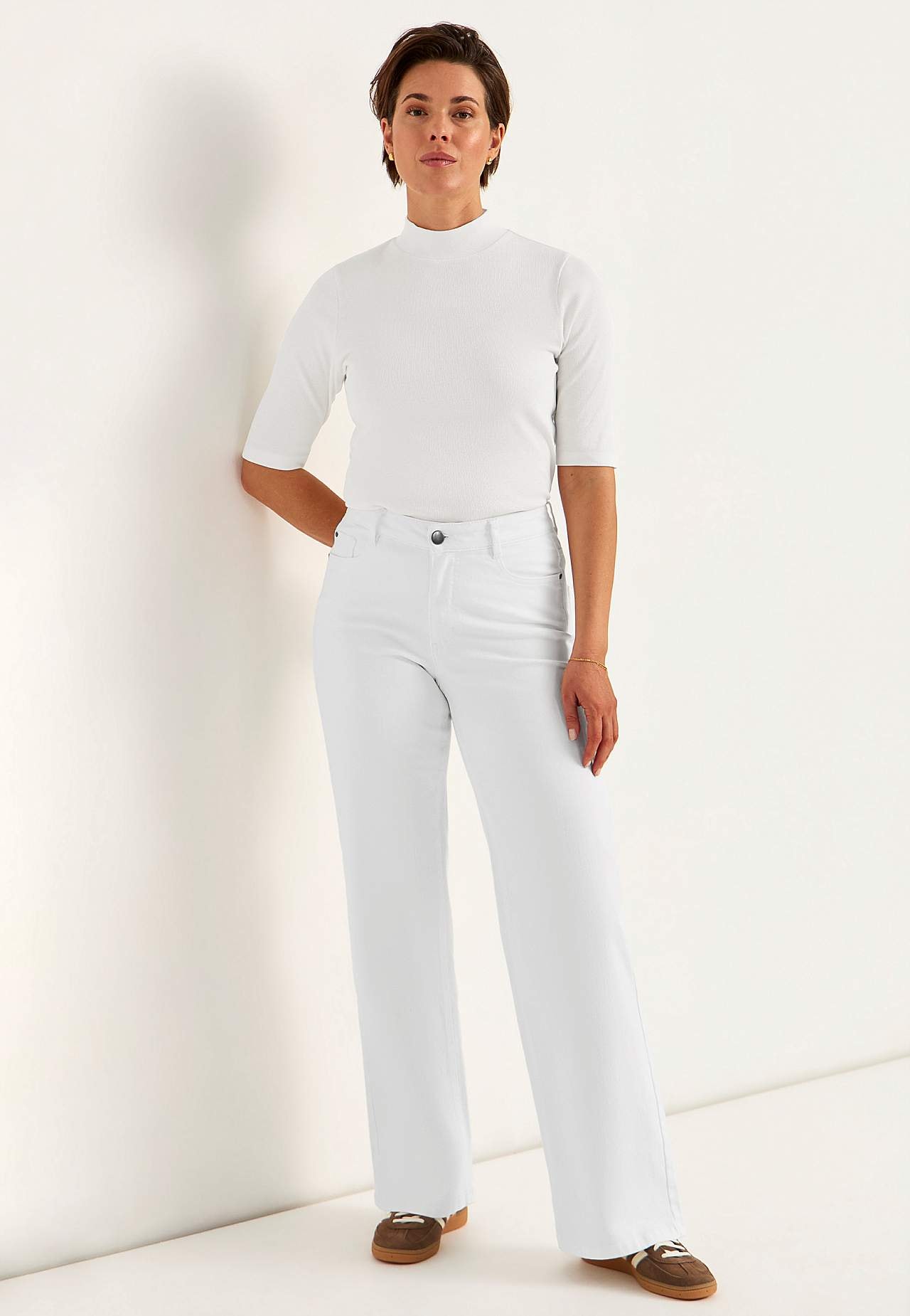 Wijde en lange spijkerbroek met hoog taille Renata