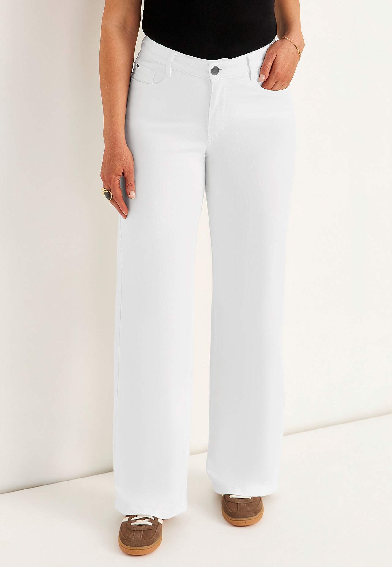 Wijde en lange spijkerbroek met hoog taille Renata