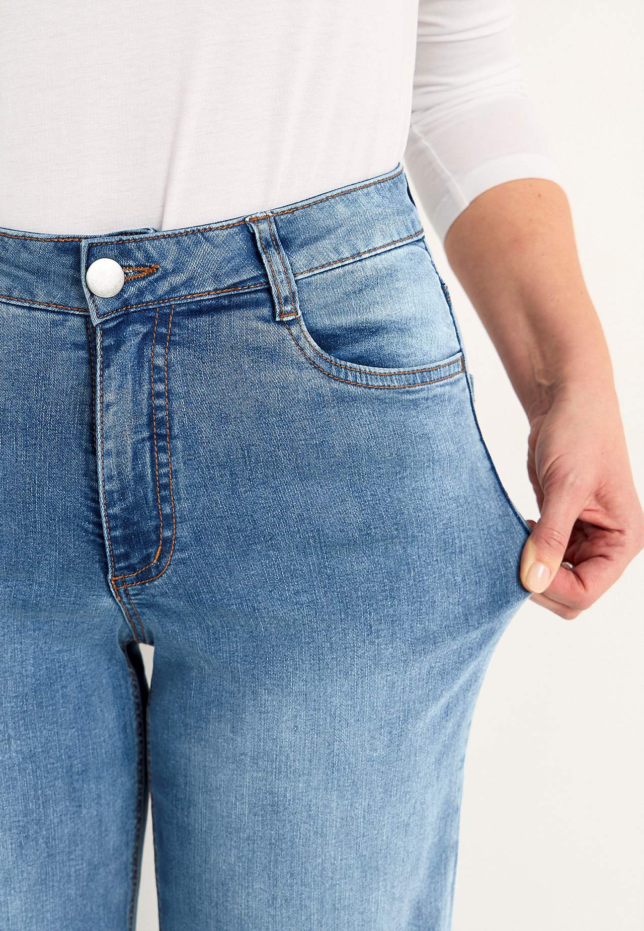 Wijde en lange spijkerbroek met hoog taille
