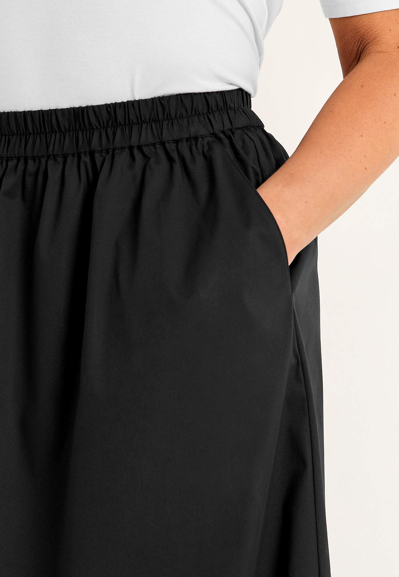 Gevlochten poplin rok met zakken