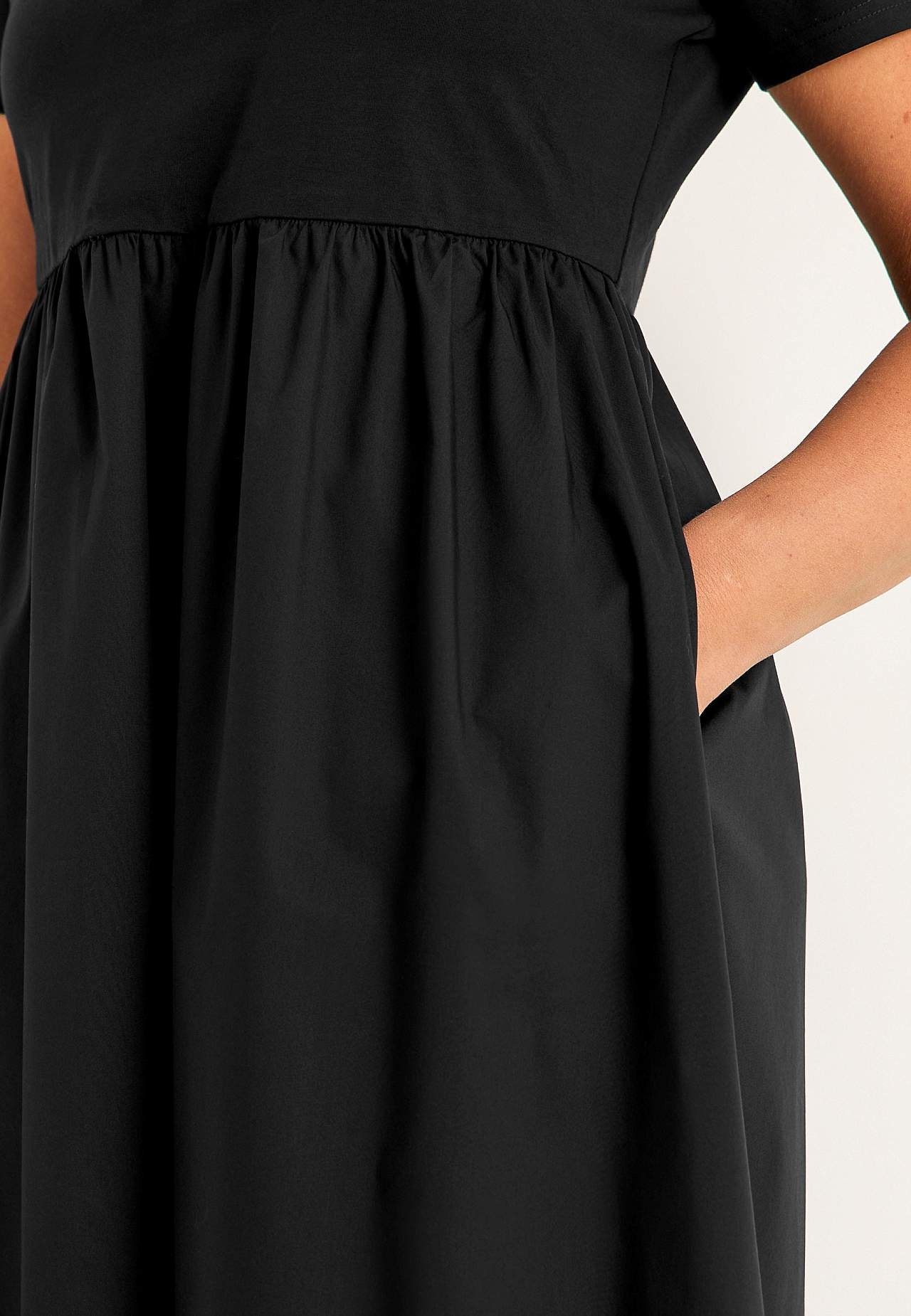 Jurk van popeline en tricot