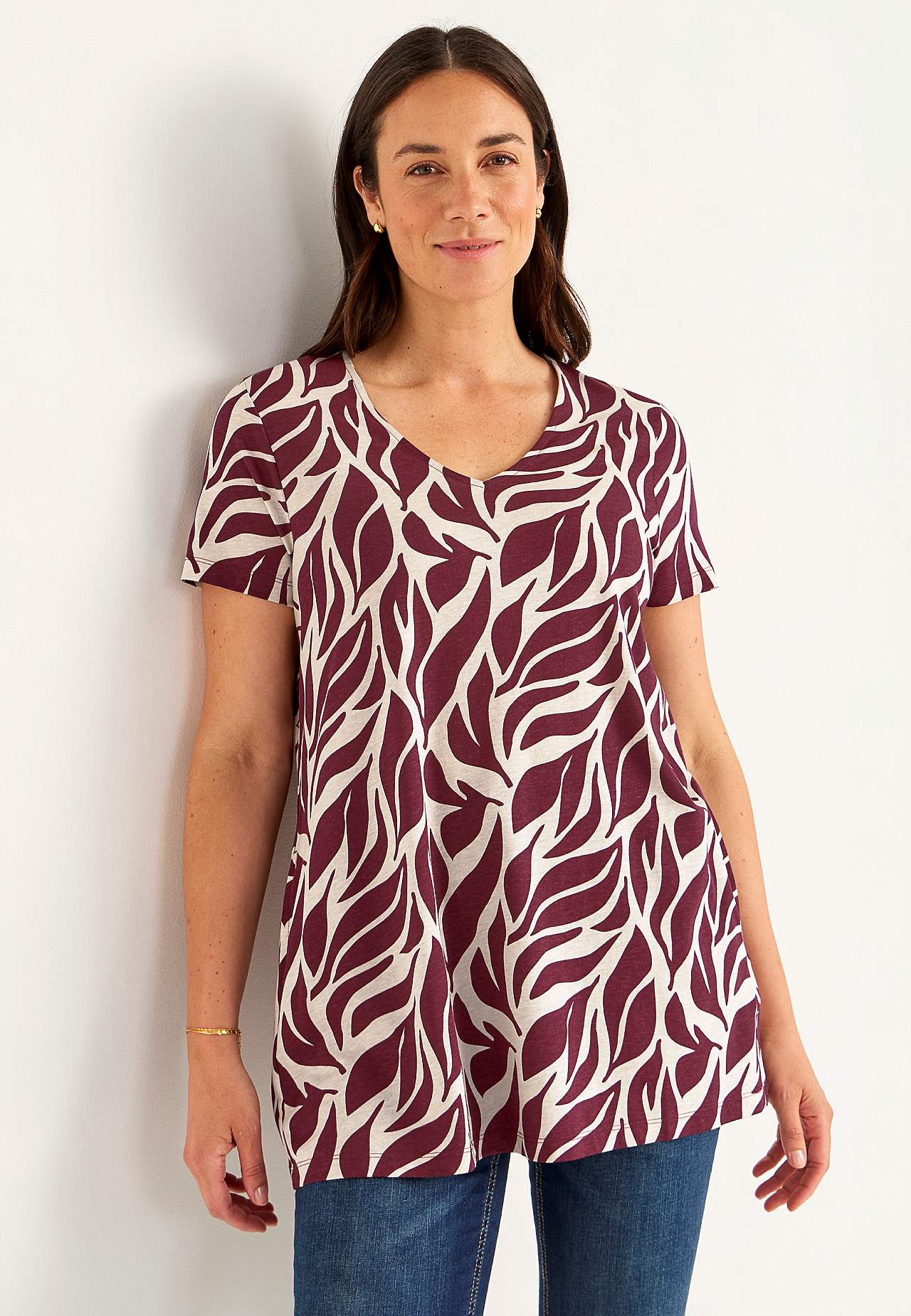 Jersey tuniek met patroon met zakken