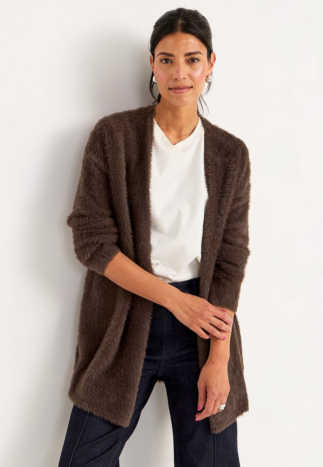 Gebreide en open cardigan