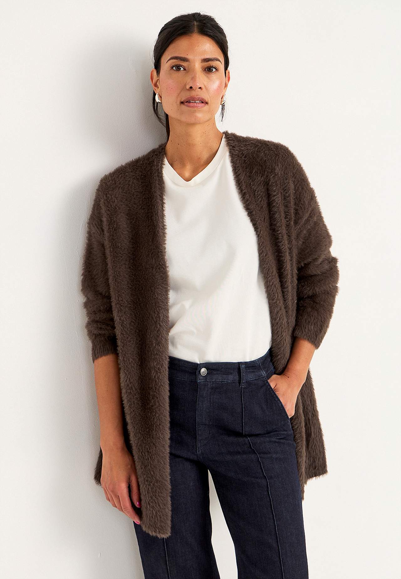 Gebreide en open cardigan