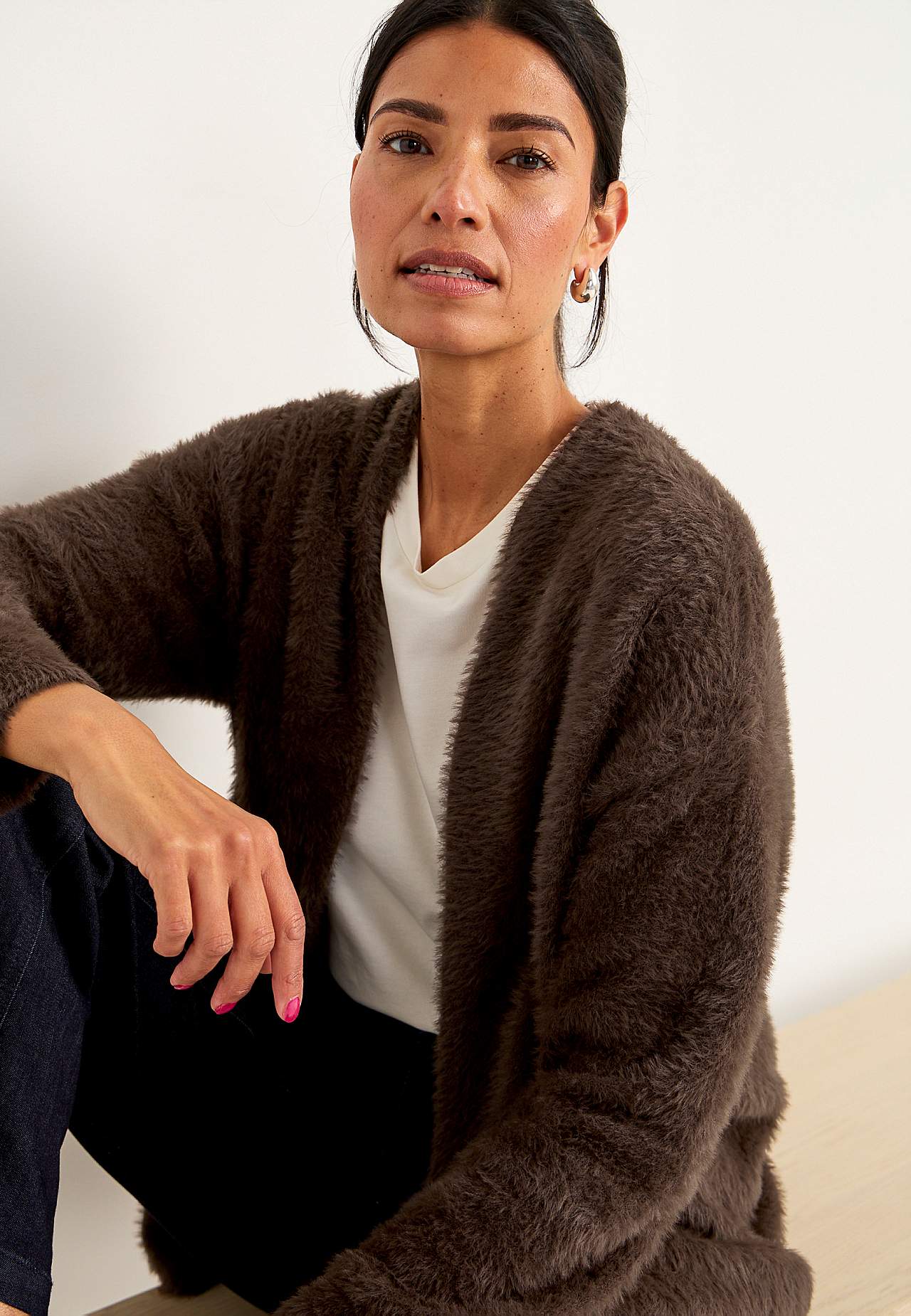 Gebreide en open cardigan