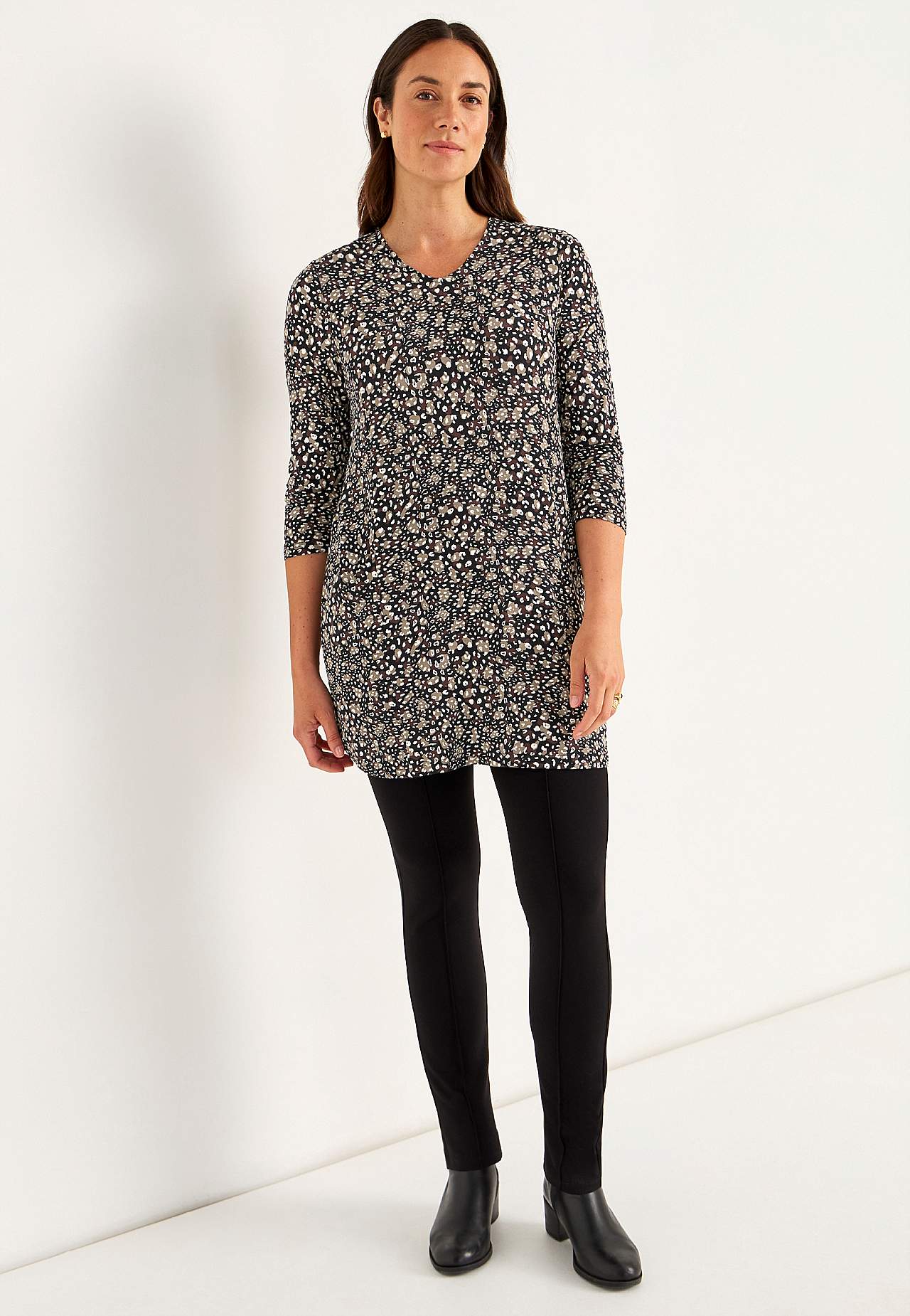 Jersey tuniek met patroon met zakken
