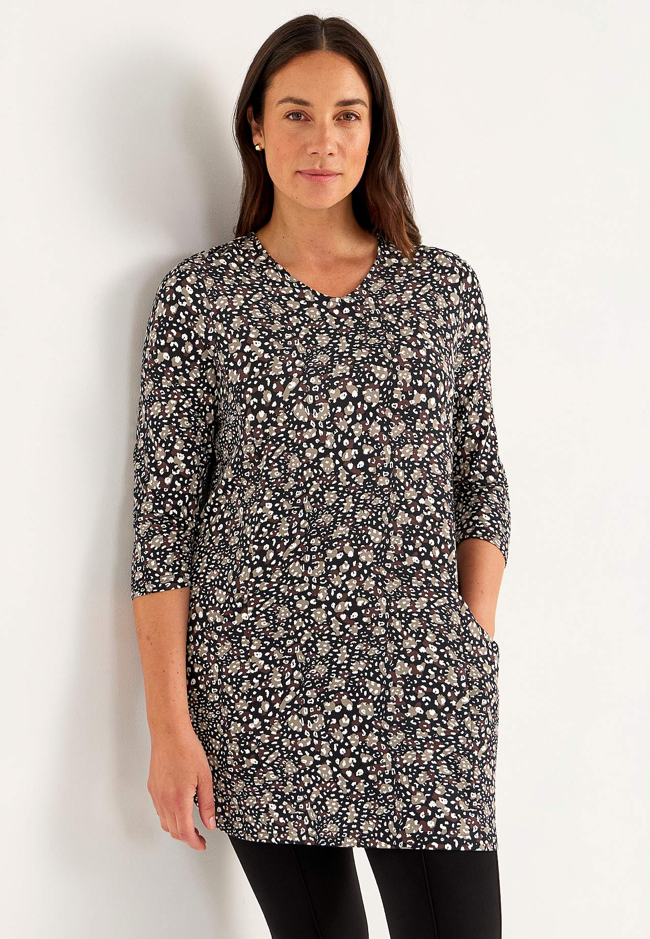 Jersey tuniek met patroon met zakken