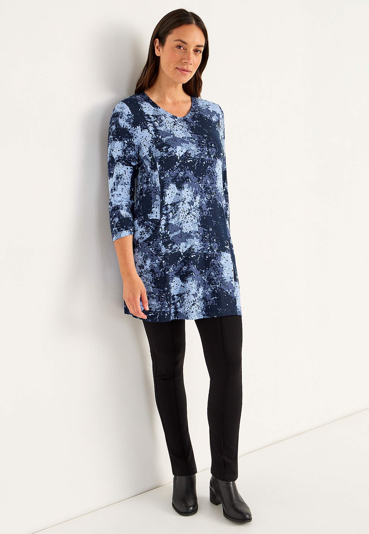 Jersey tuniek met patroon met zakken