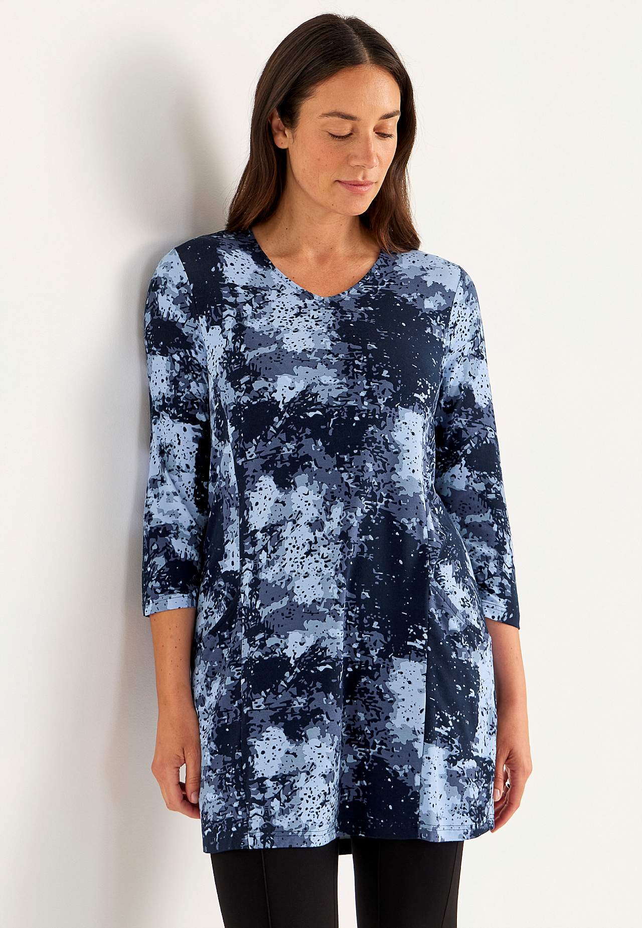 Jersey tuniek met patroon met zakken