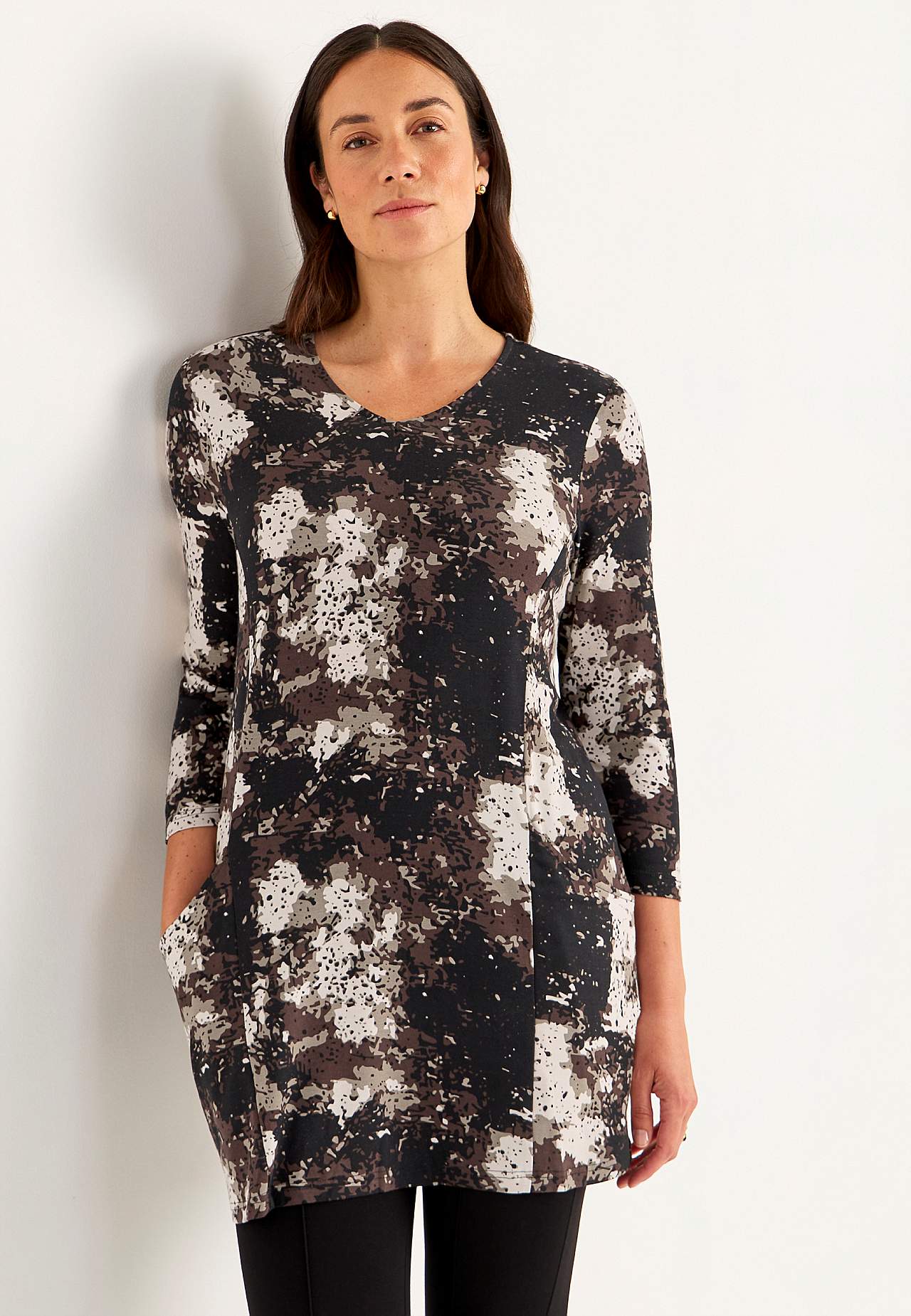 Jersey tuniek met patroon met zakken