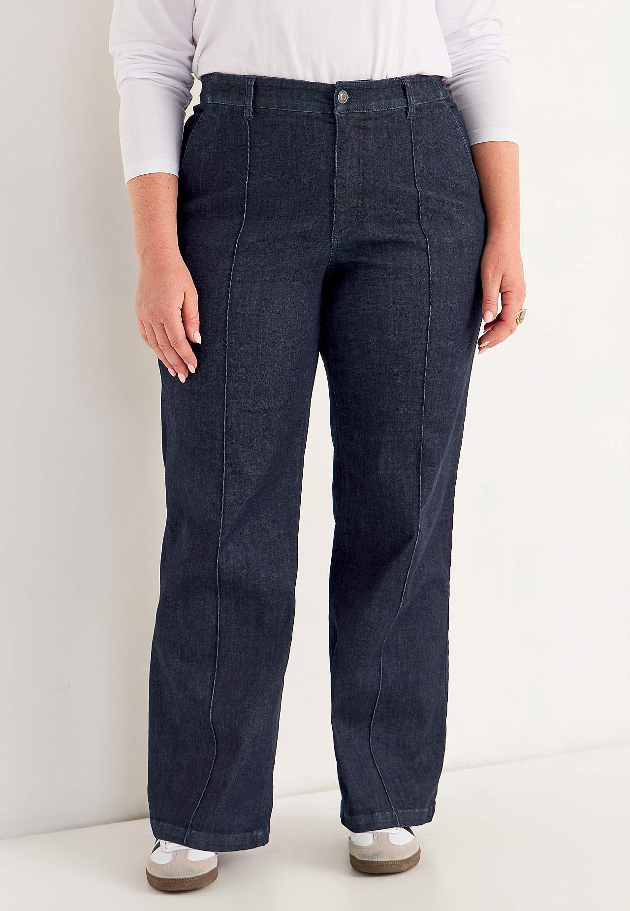 Wijde spijkerbroek met gestikte vouwen Mia