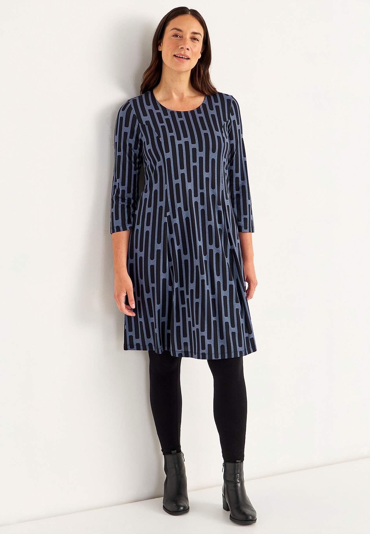 Met patroon jerseyjurk met zakken