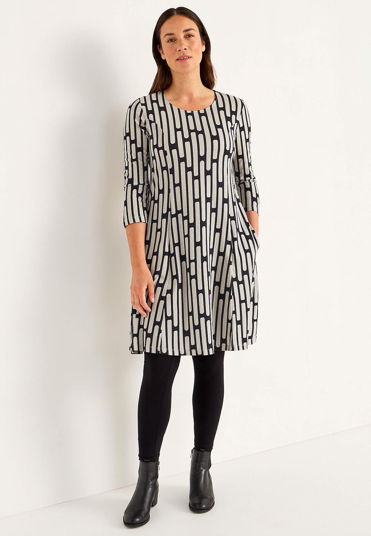 Met patroon jerseyjurk met zakken