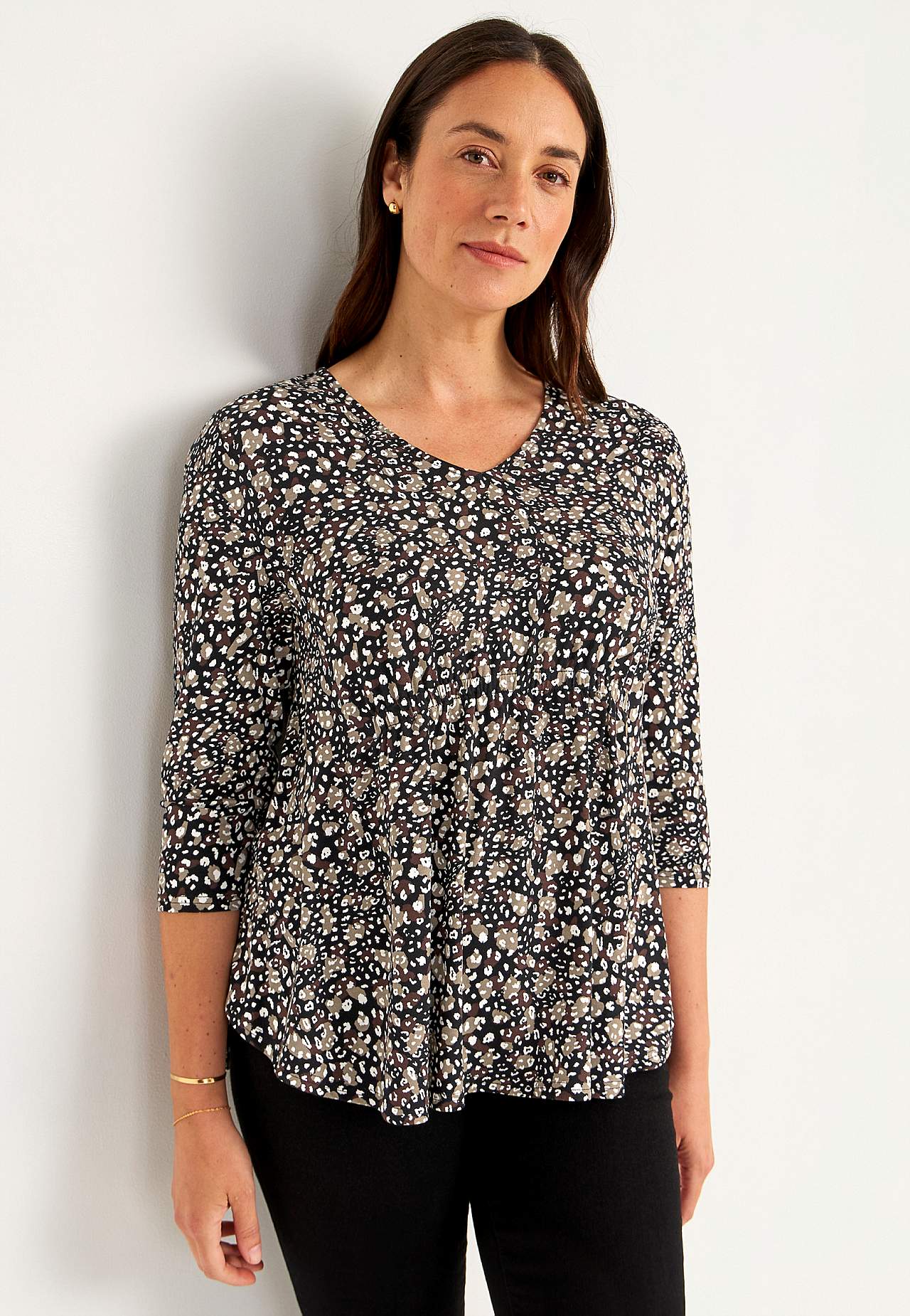 Jersey-topje met 3/4 mouw