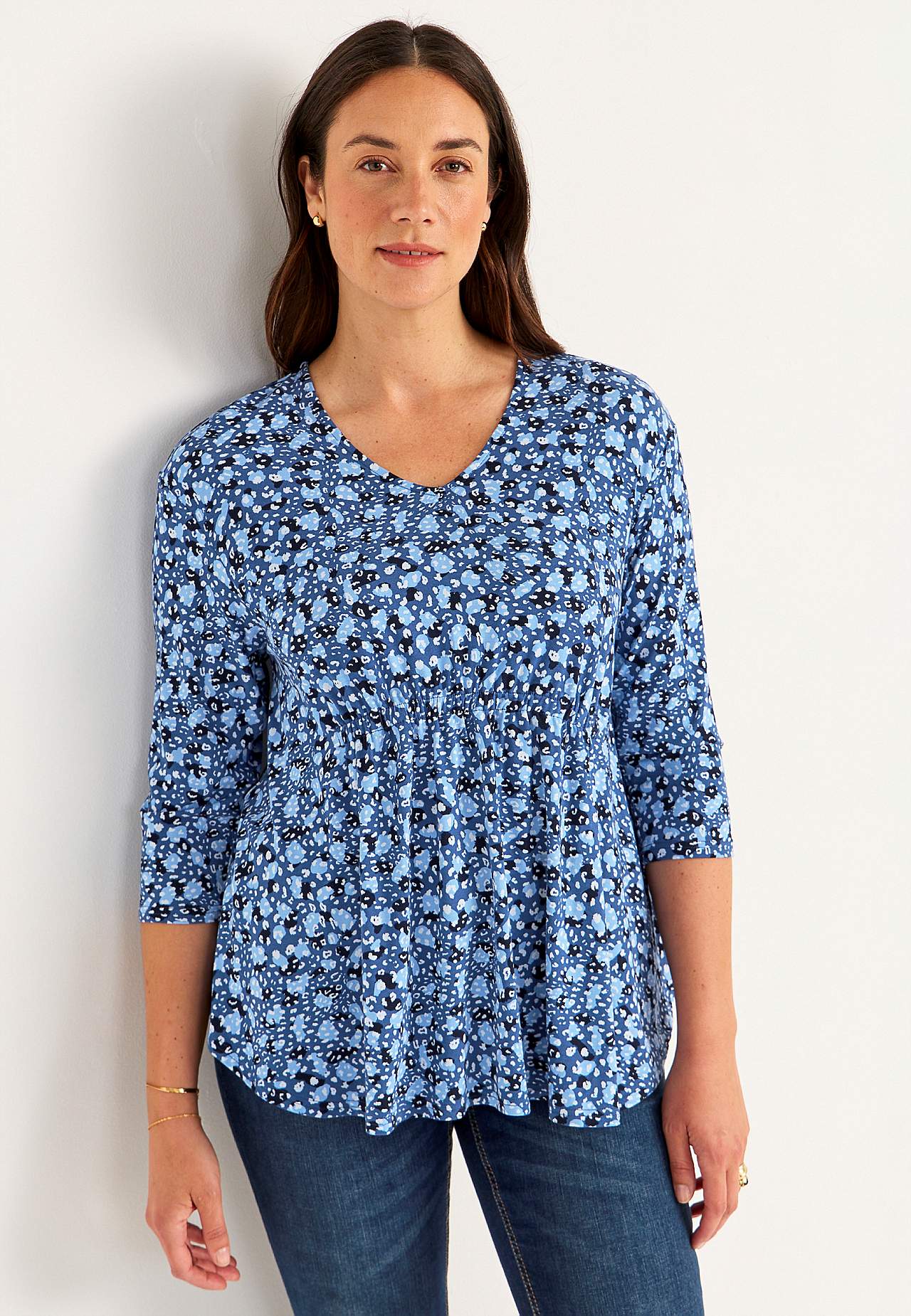 Jersey-topje met 3/4 mouw