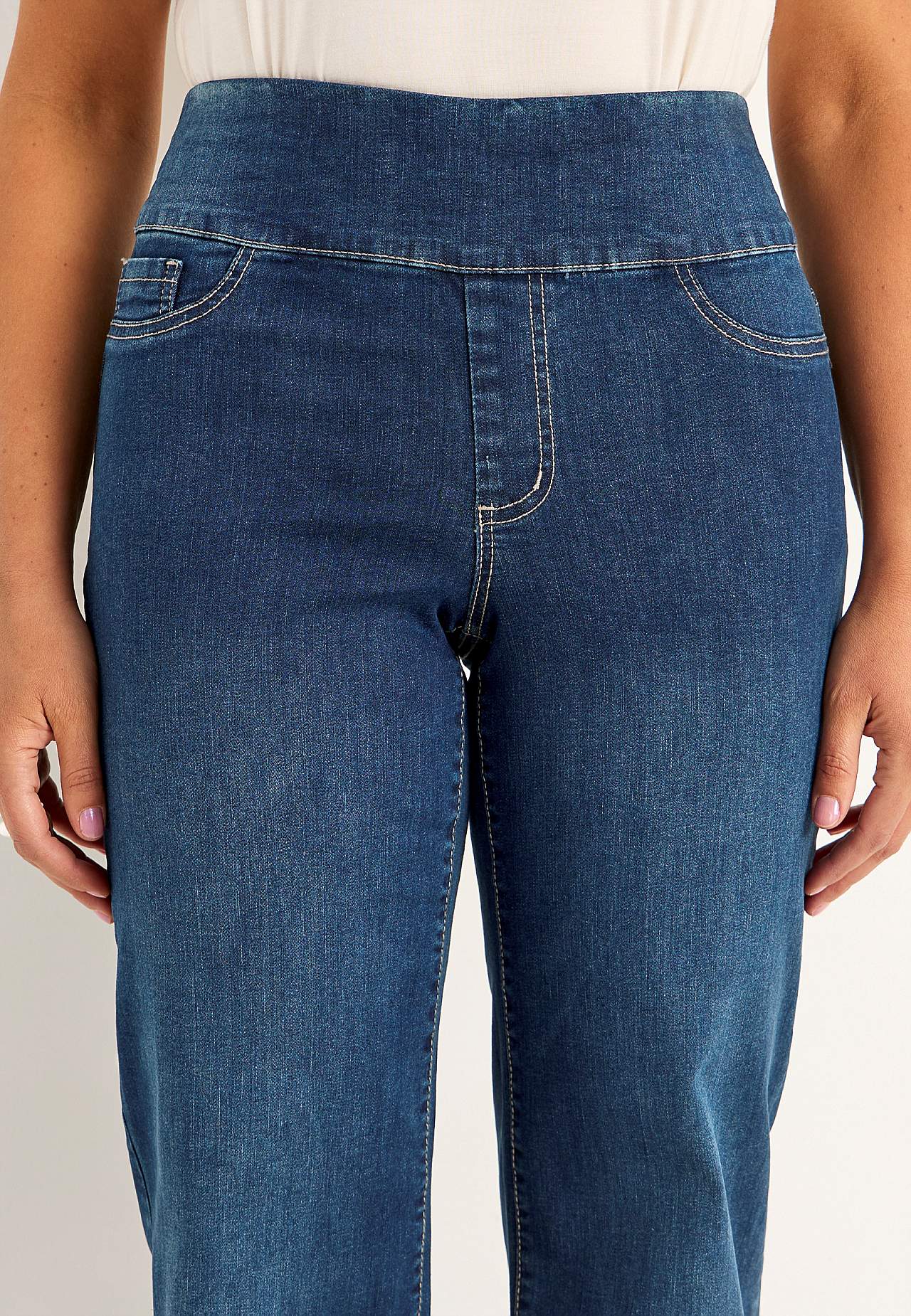 Spijkerbroek met hoge elastische taille