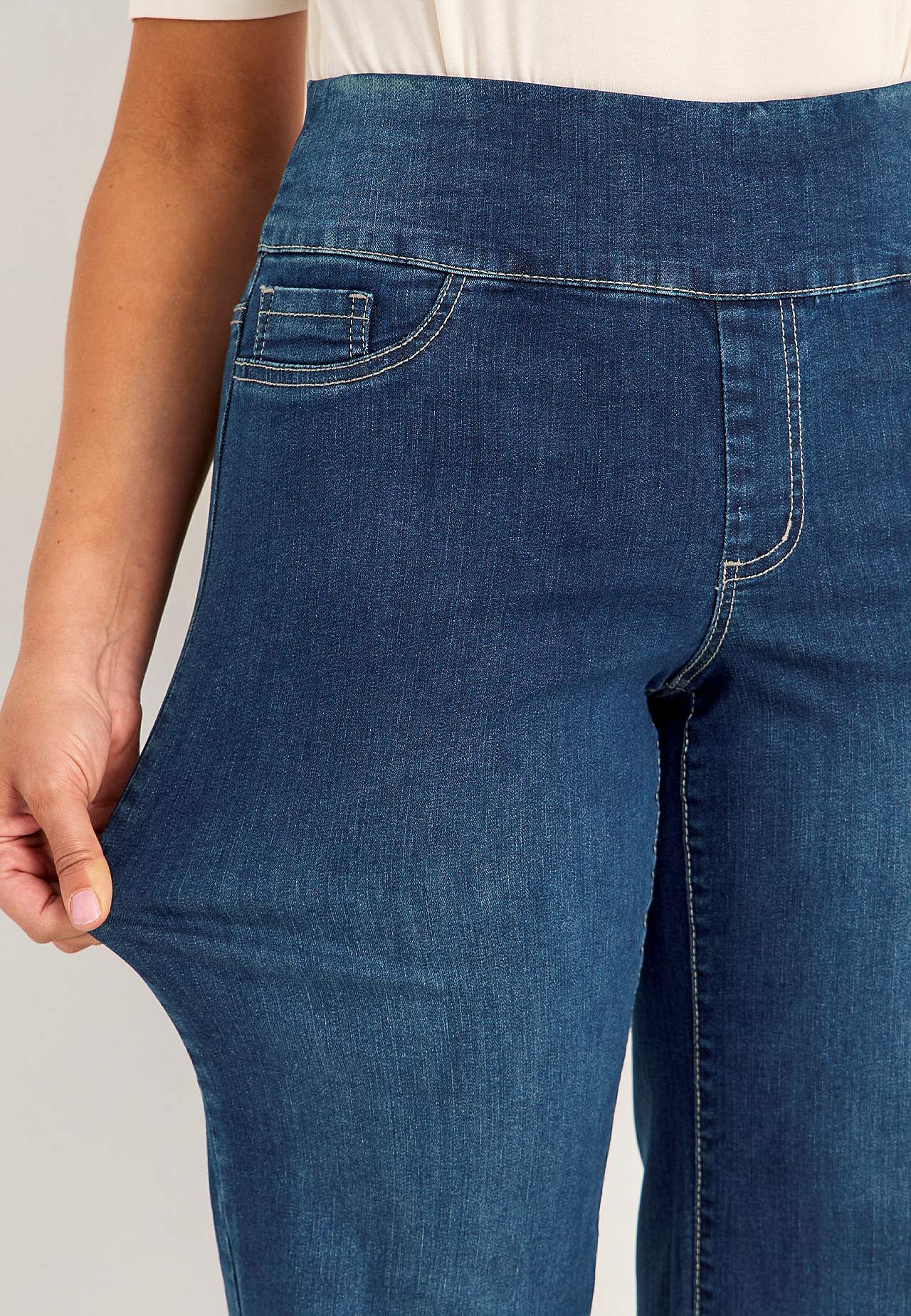 Spijkerbroek met hoge elastische taille