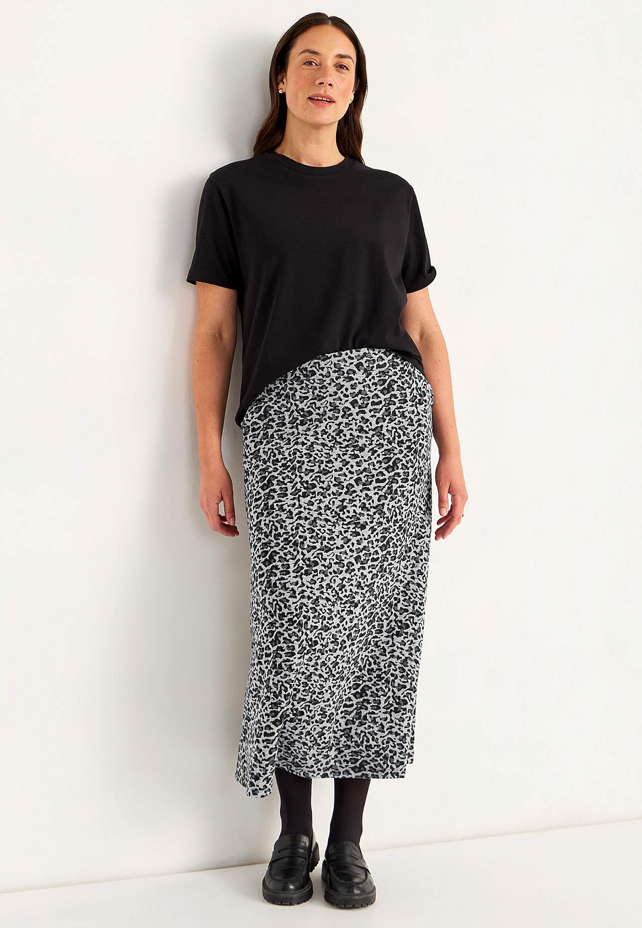 Flared jersey rok met zakken