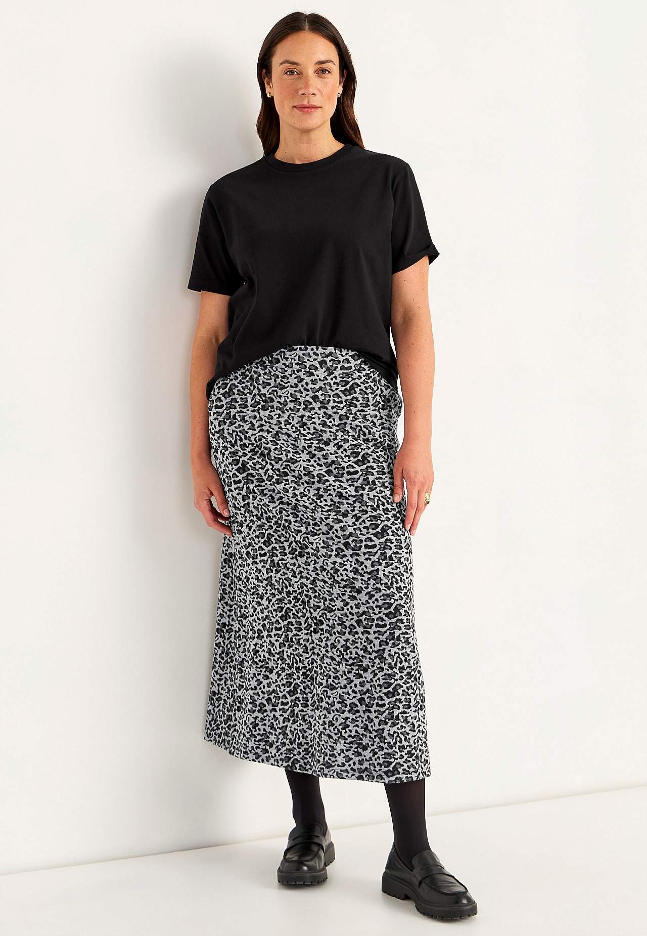 Flared jersey rok met zakken
