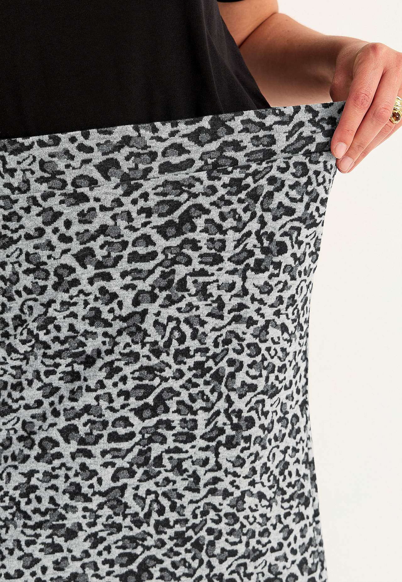 Flared jersey rok met zakken