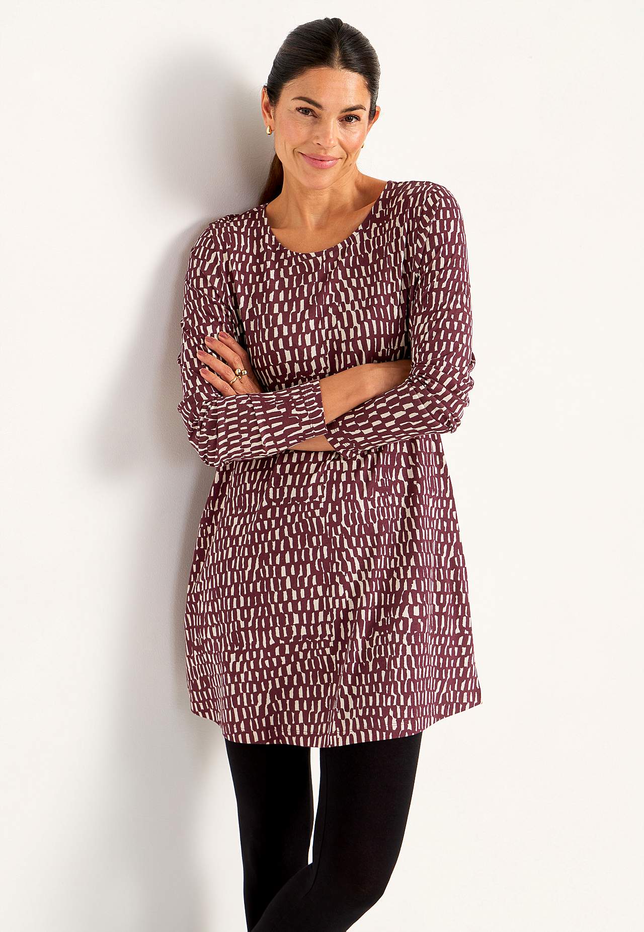 Patroonvormige jersey tuniek met zakken