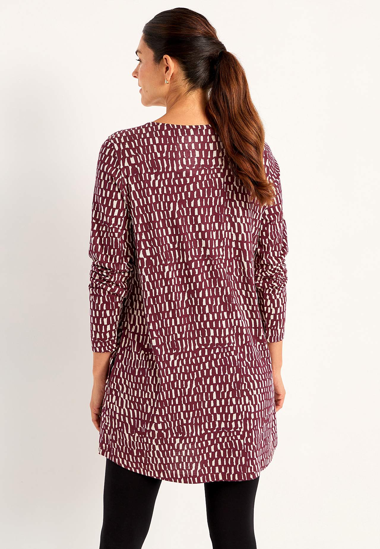 Patroonvormige jersey tuniek met zakken