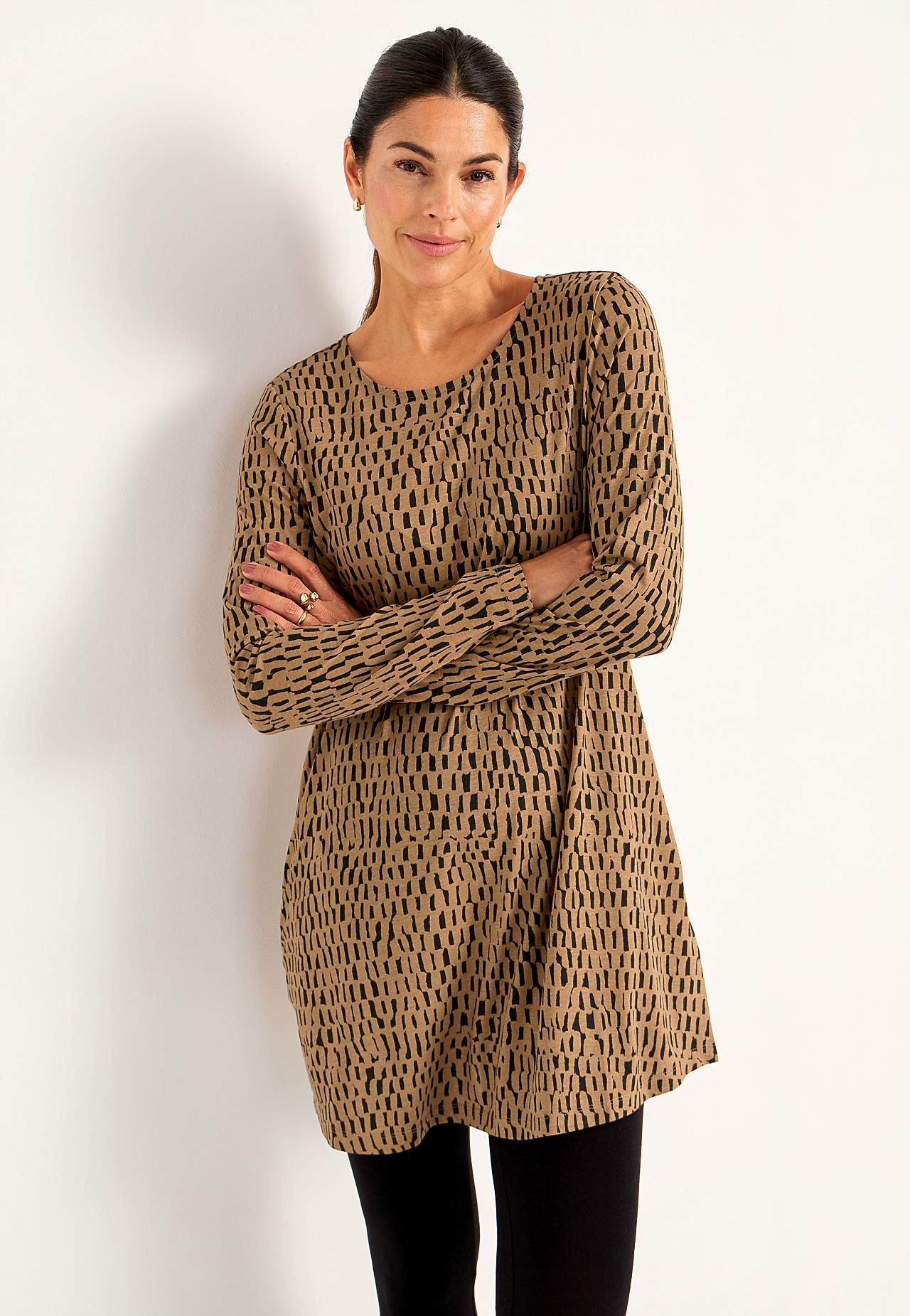 Patroonvormige jersey tuniek met zakken