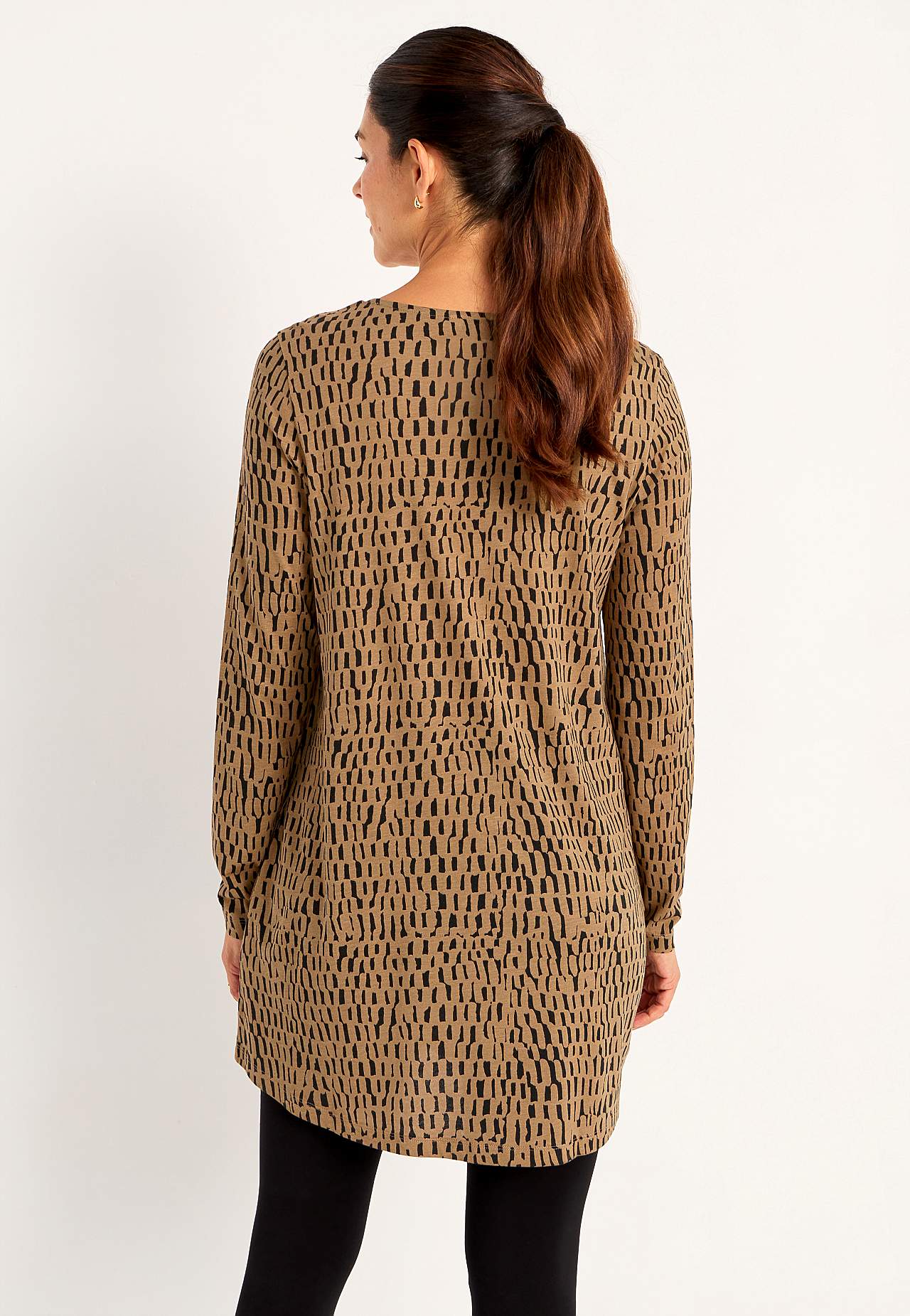 Patroonvormige jersey tuniek met zakken