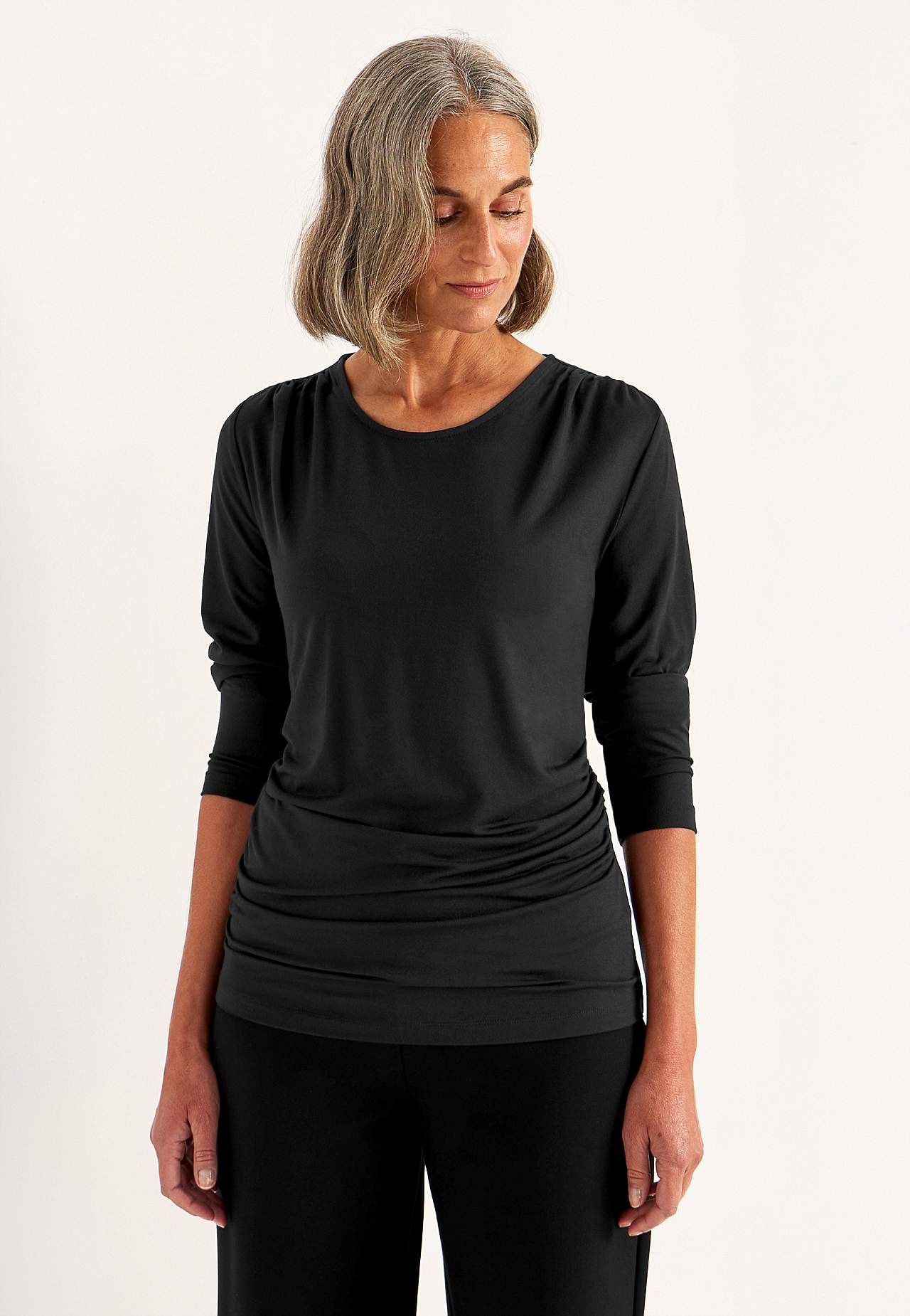 Topje Premium van modaal met inrimpelingen