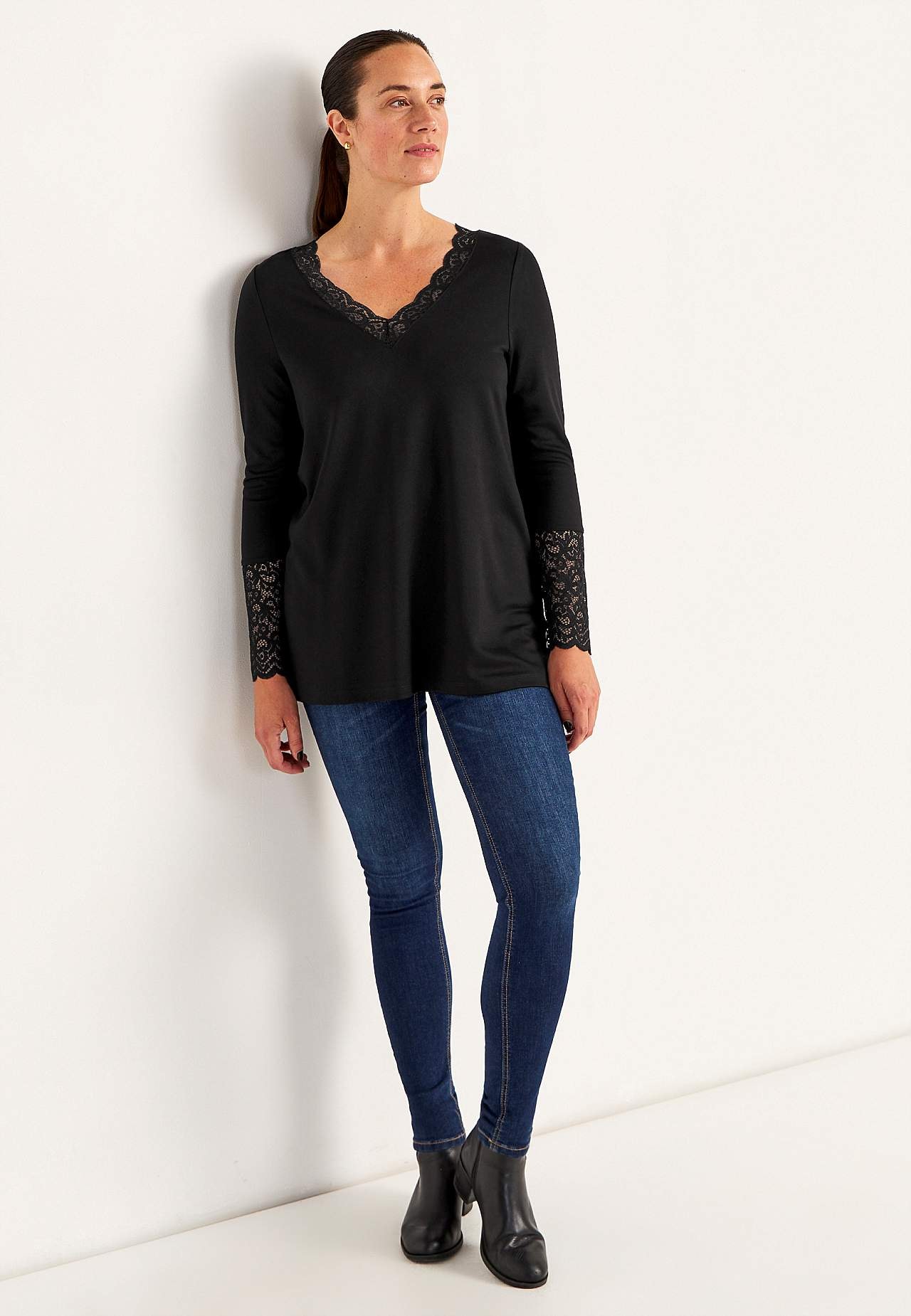 Jersey tuniek met details van kant