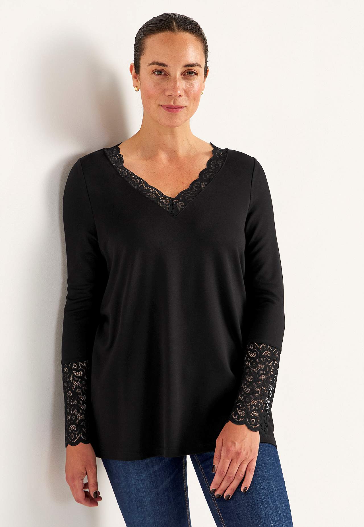 Jersey tuniek met details van kant