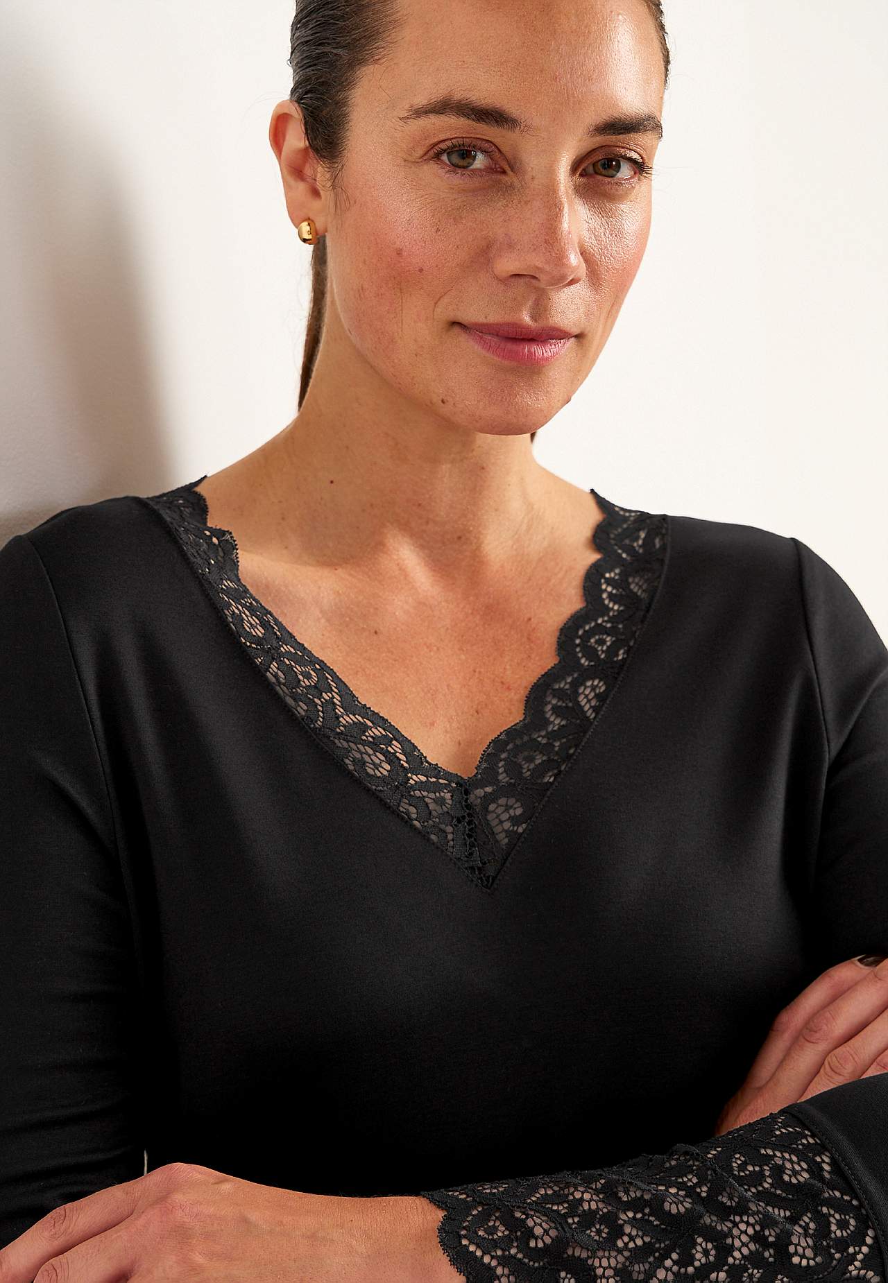 Jersey tuniek met details van kant