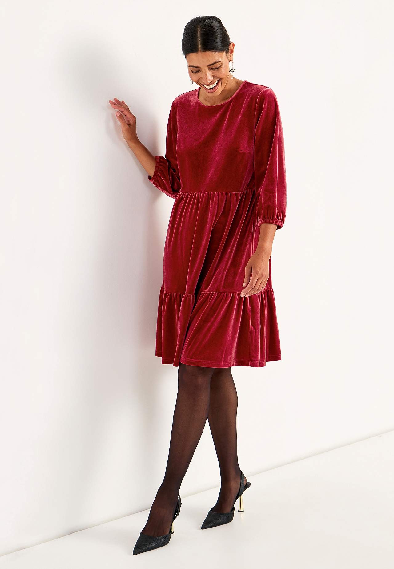 Velvet jurk met volanten