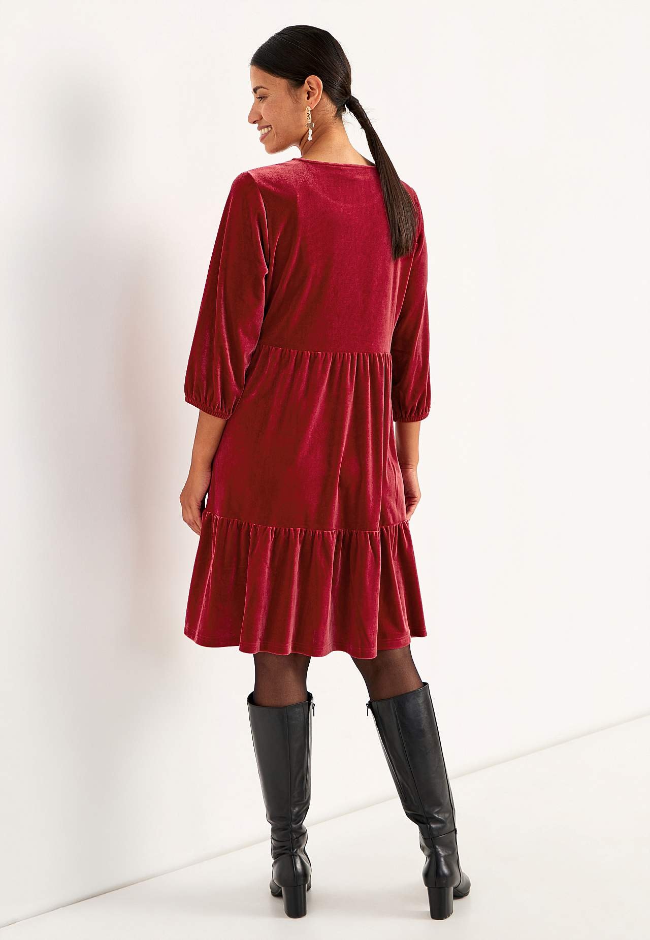 Velvet jurk met volanten