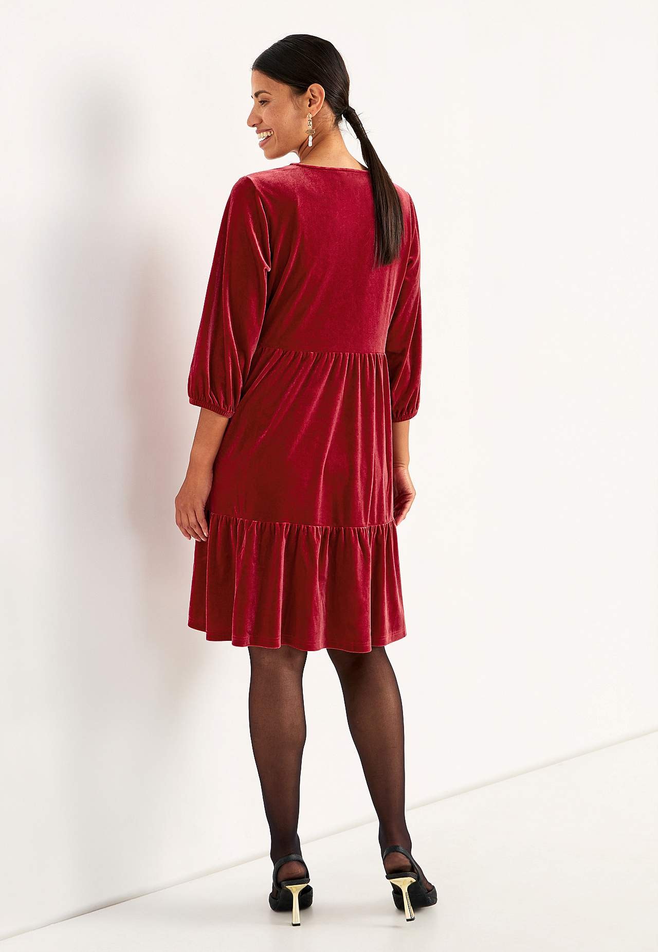 Velvet jurk met volanten